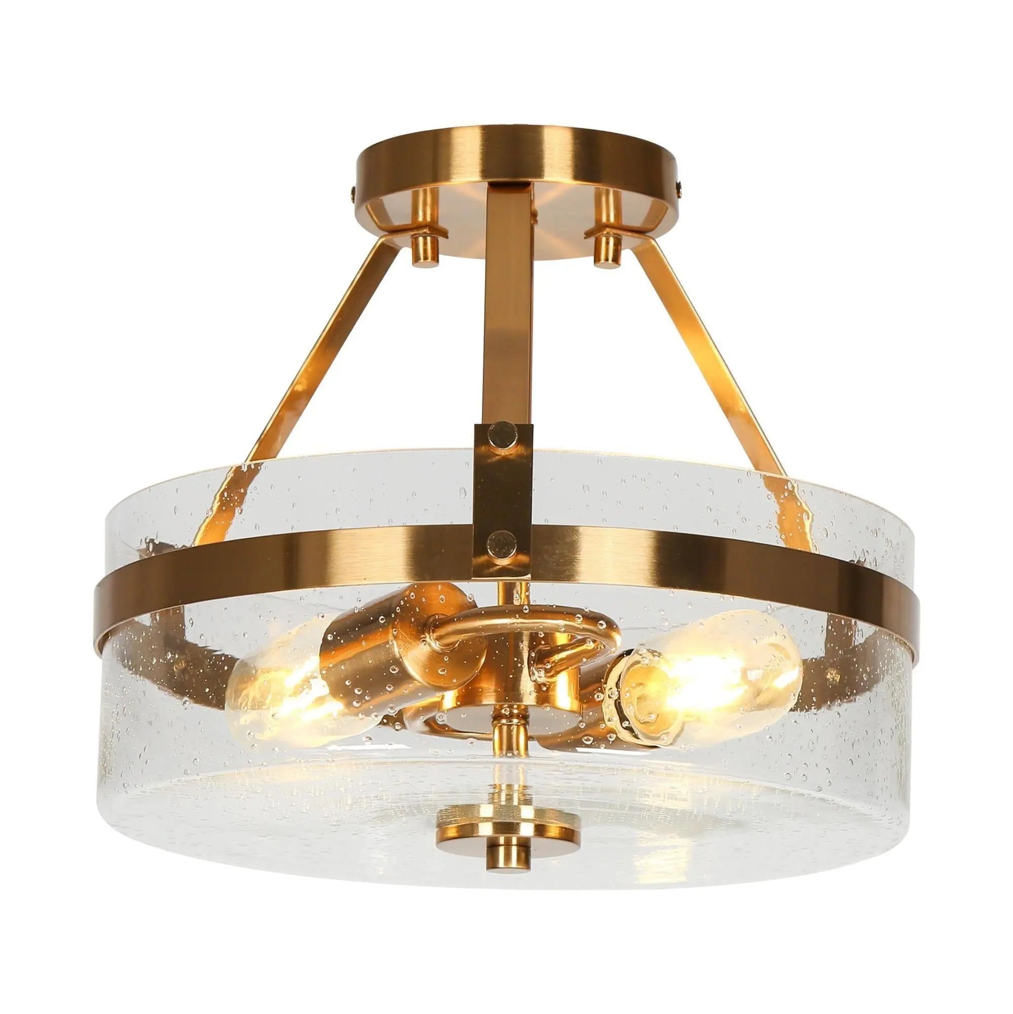 Aonilesali 2-Light Mini Brass Semi-Flush-Mount Light