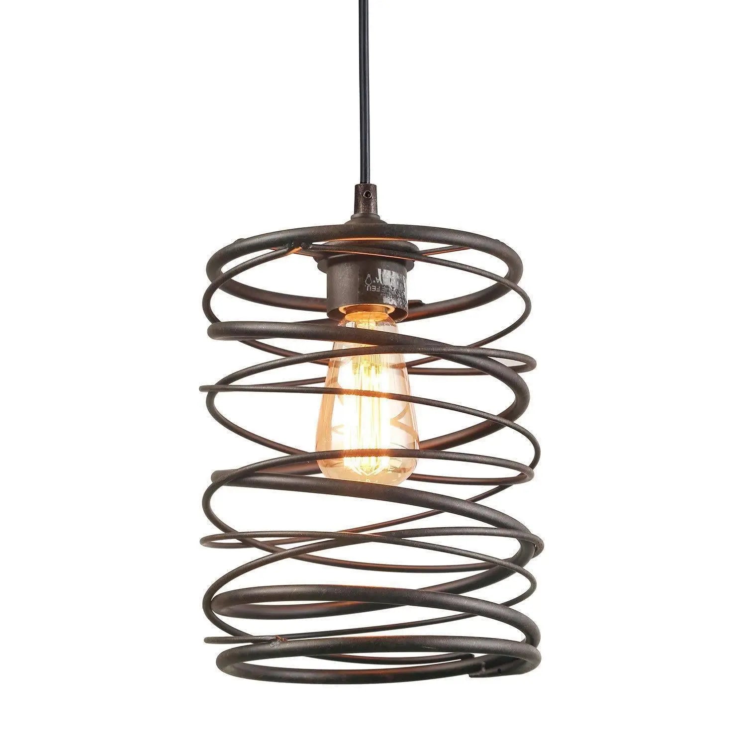 Alpinum 1-Light 8" Bronze Farmhouse Spiral Pendant Light Fixtures