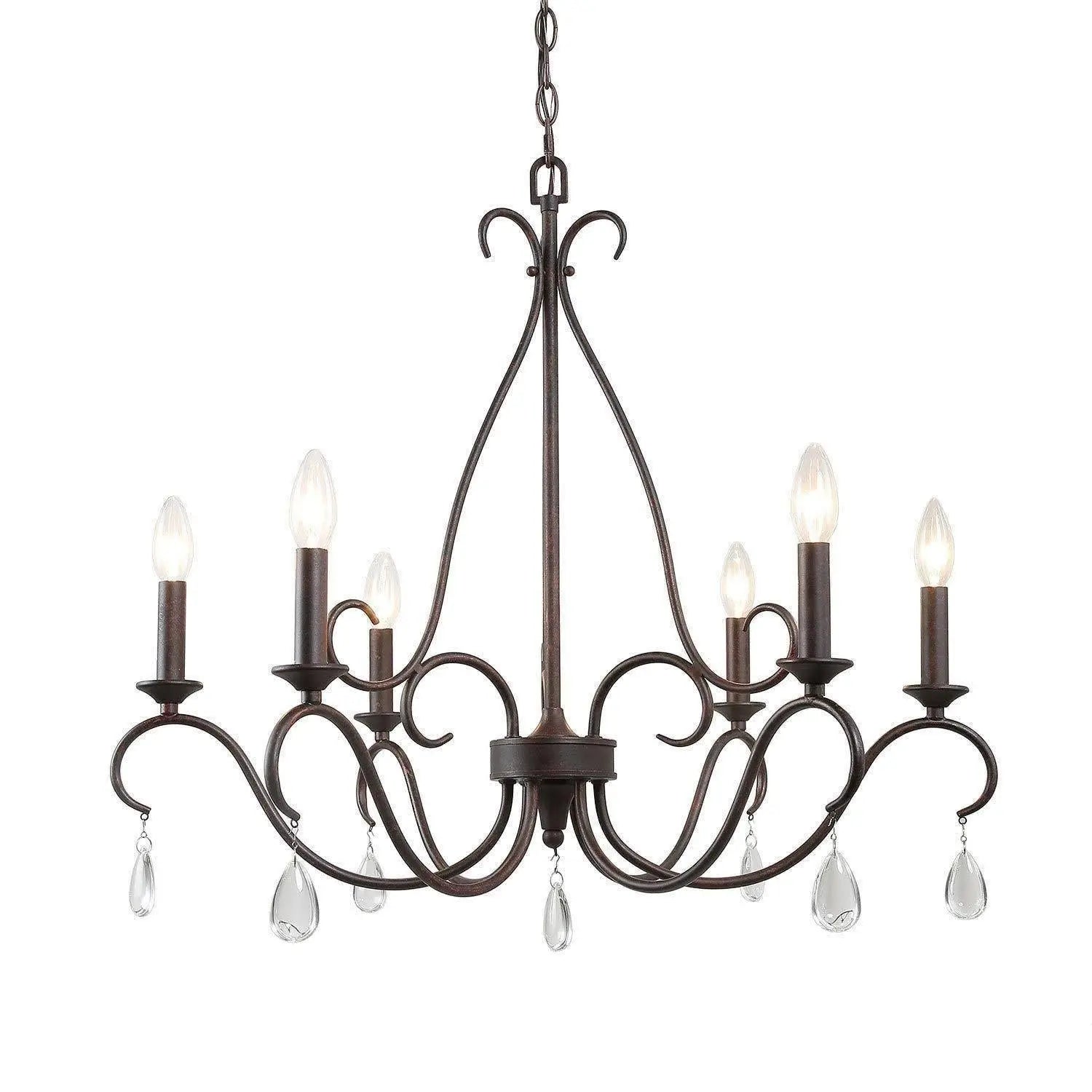 Volucer 6-Light Large Bronze Crystal Chandelier