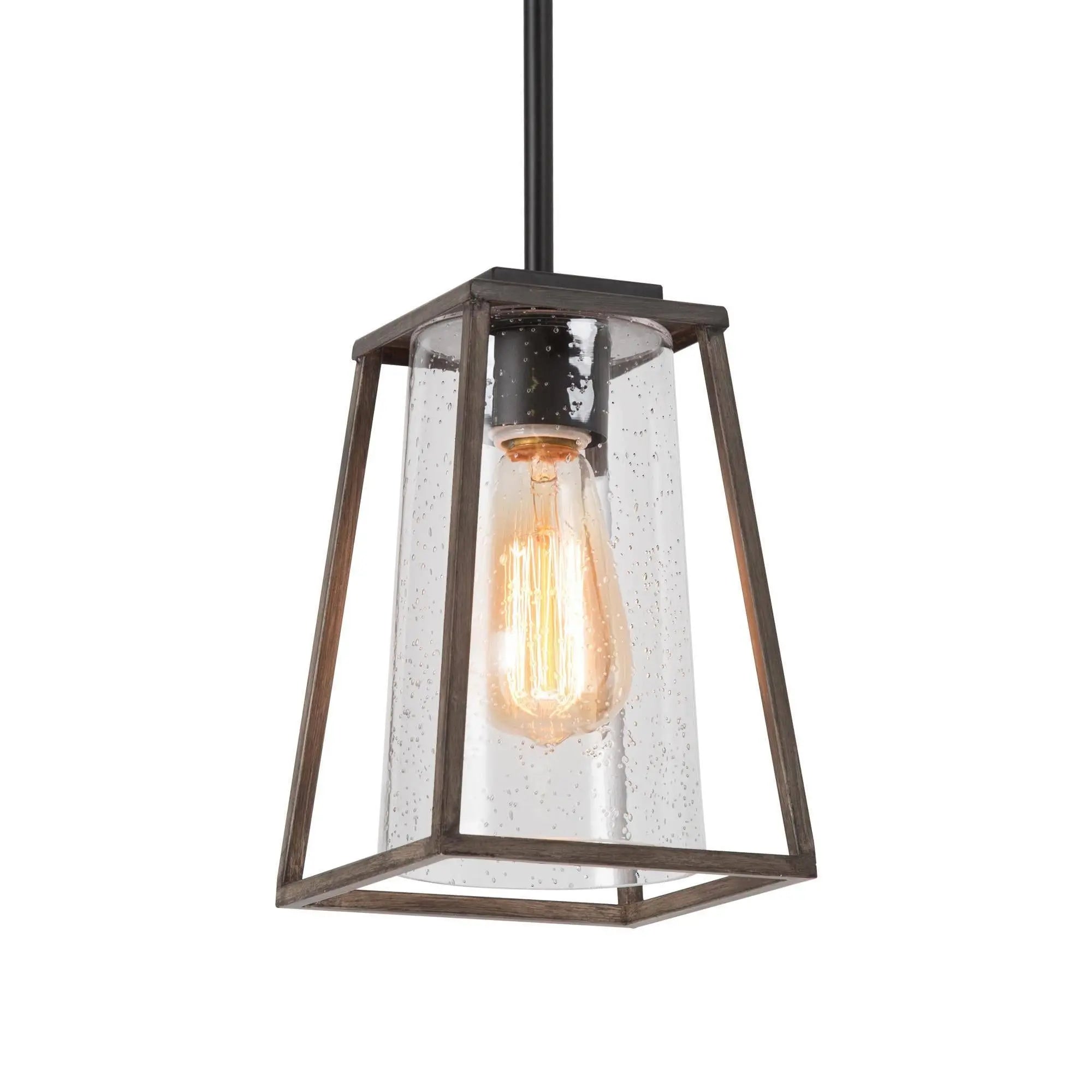 Greononess 1-Light 6" Black Farmhouse Square Pendant Light Fixtures