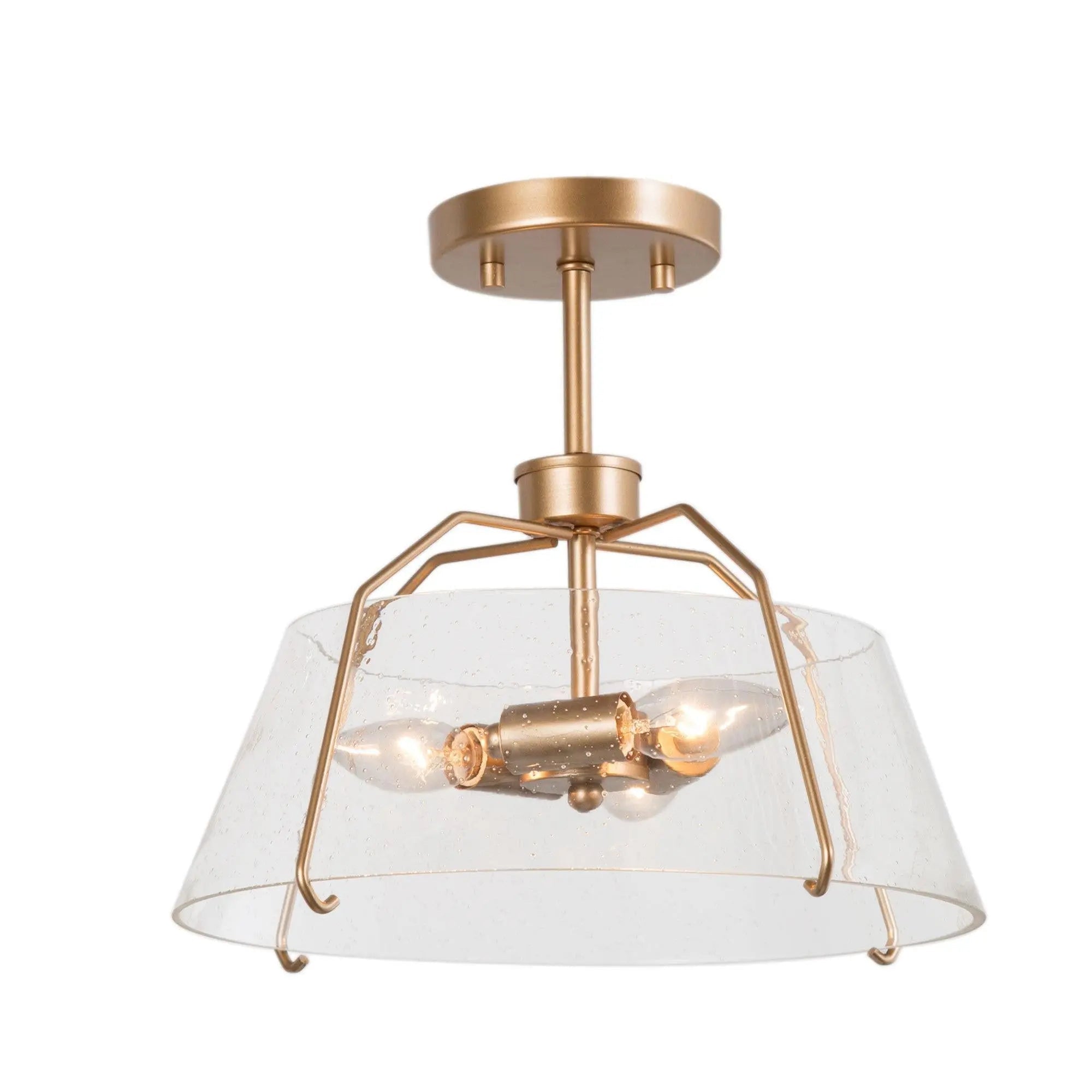 Agricsdle 3-Light Small Gold Semi-Flush-Mount Light