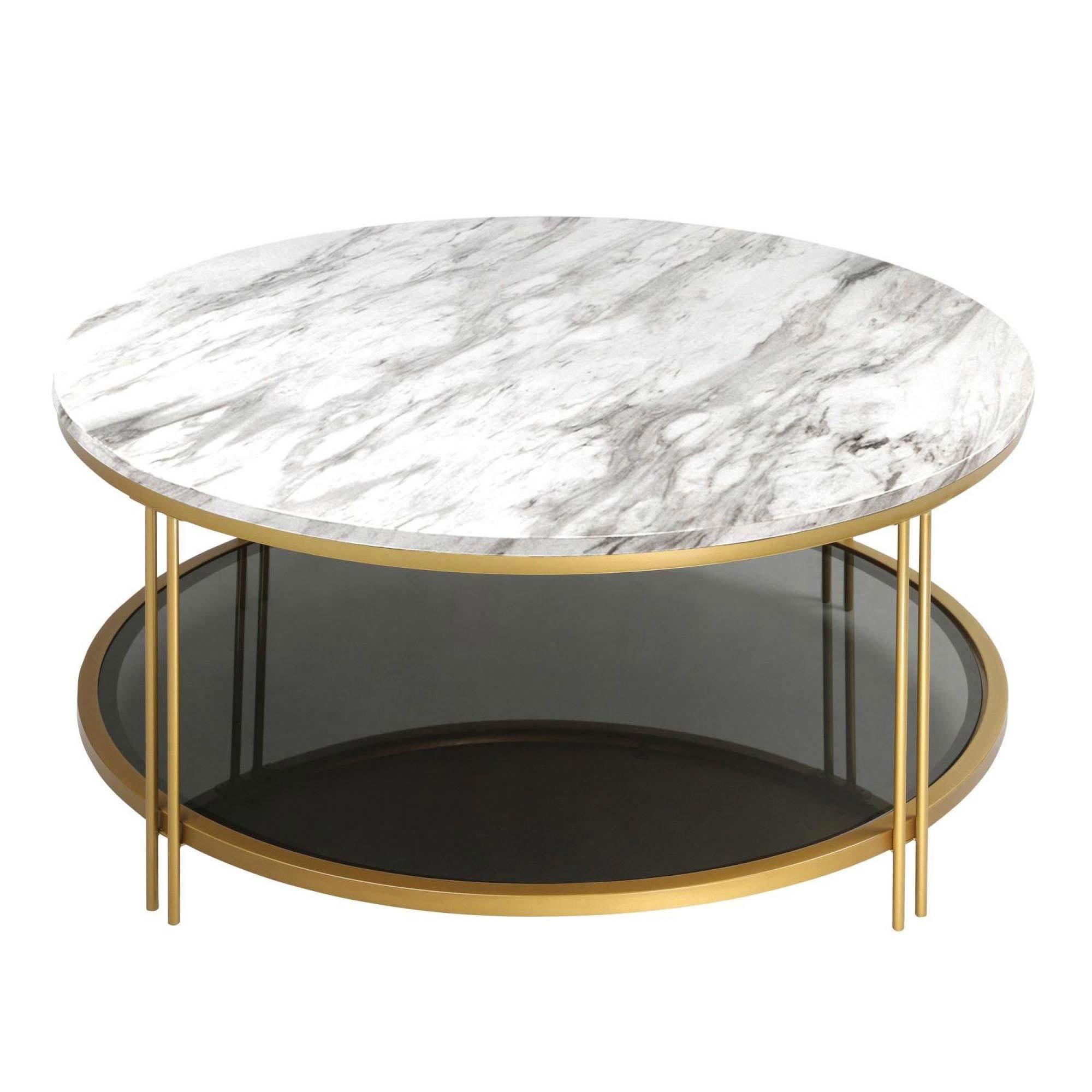 Round Coffee Table with Marble Finish Top