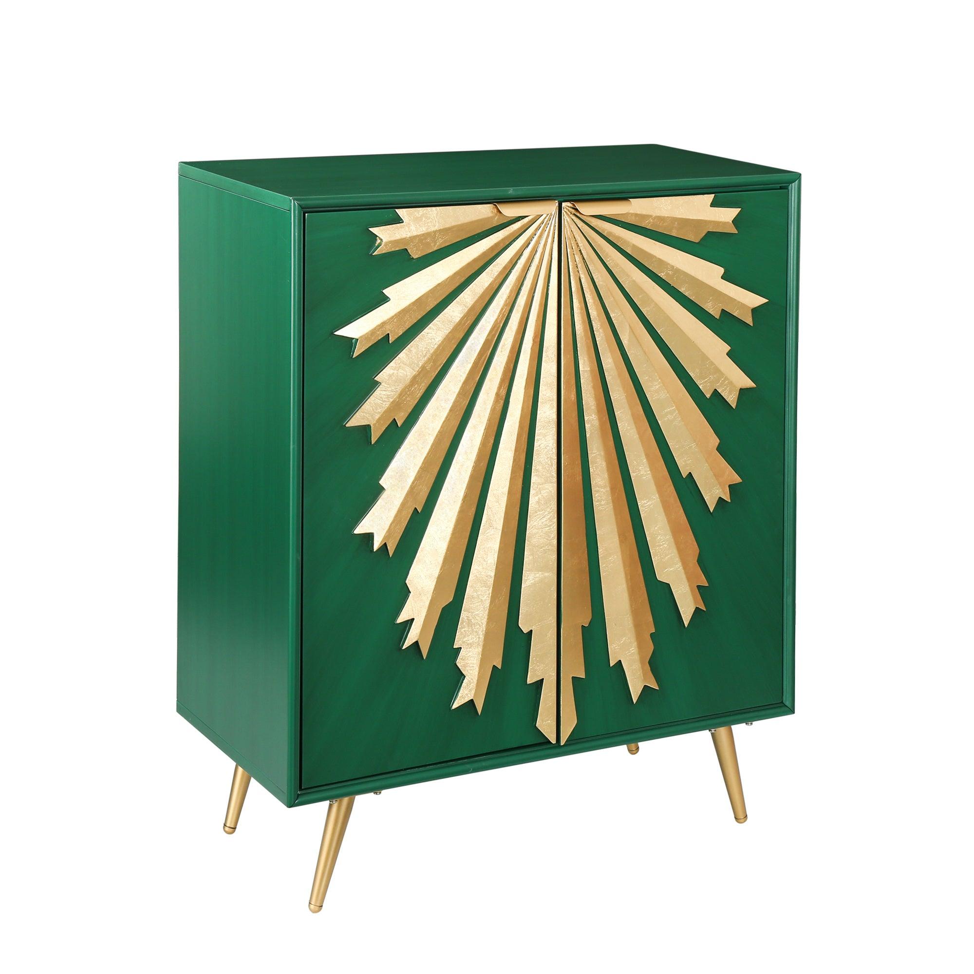 Modern Cabinet with Green and Gold Finish