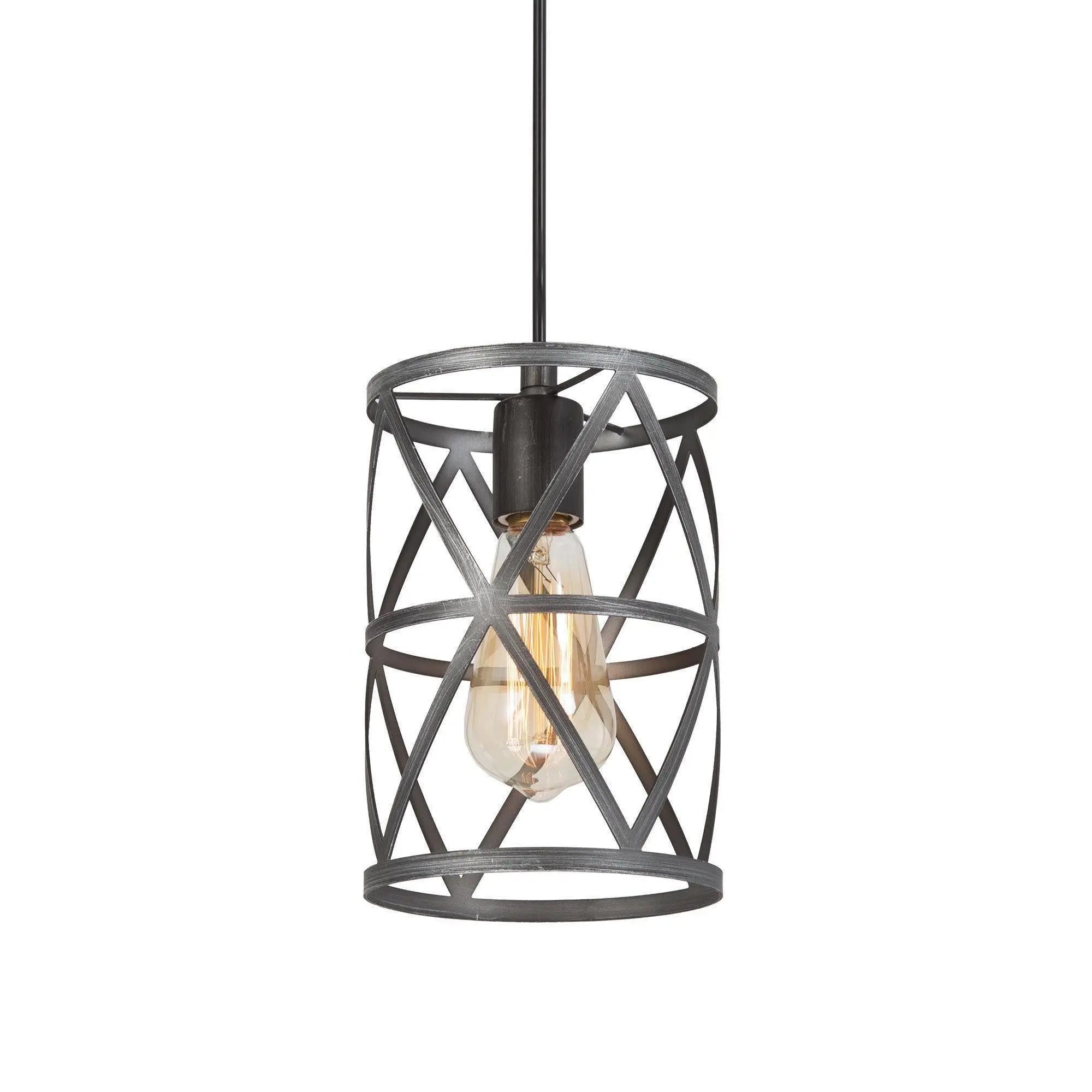 Mellifluous 1-Light 6" Gray Farmhouse Cylinder Pendant Light Fixtures