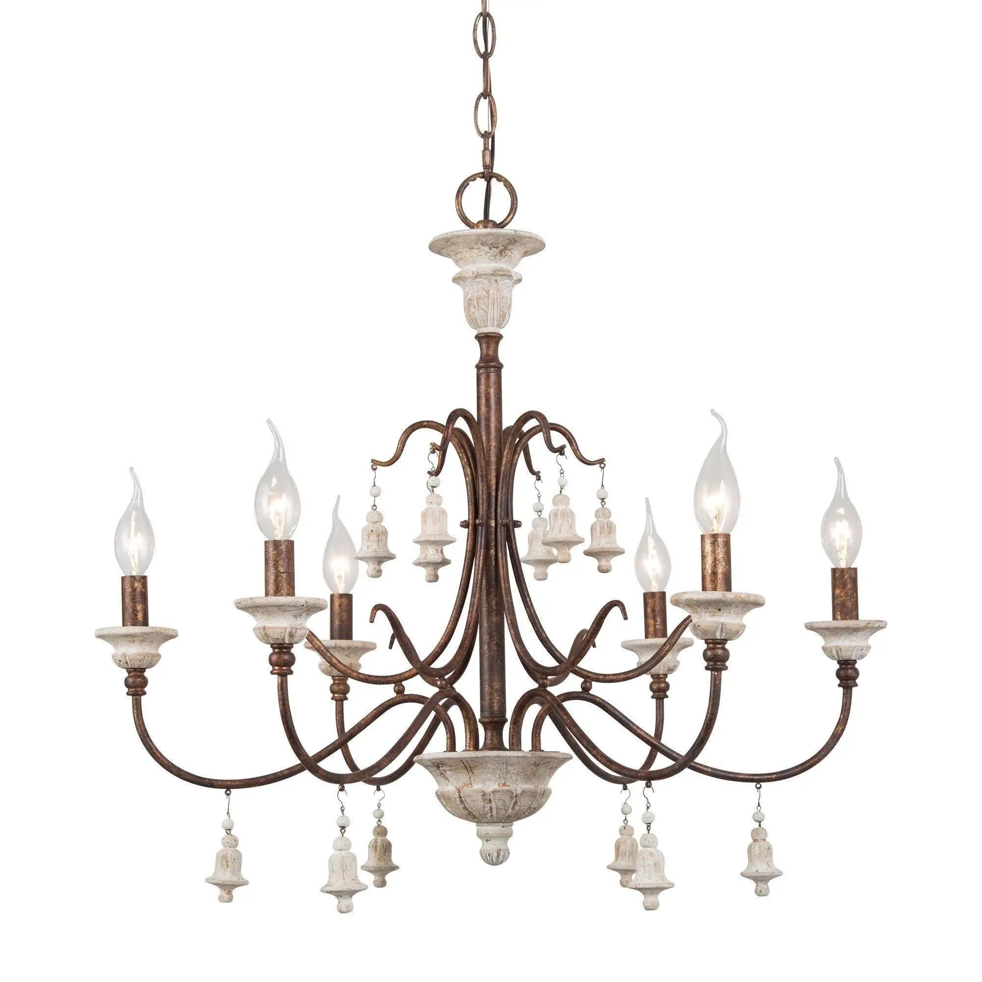 Durian 6-Light Large Wood Chandelier