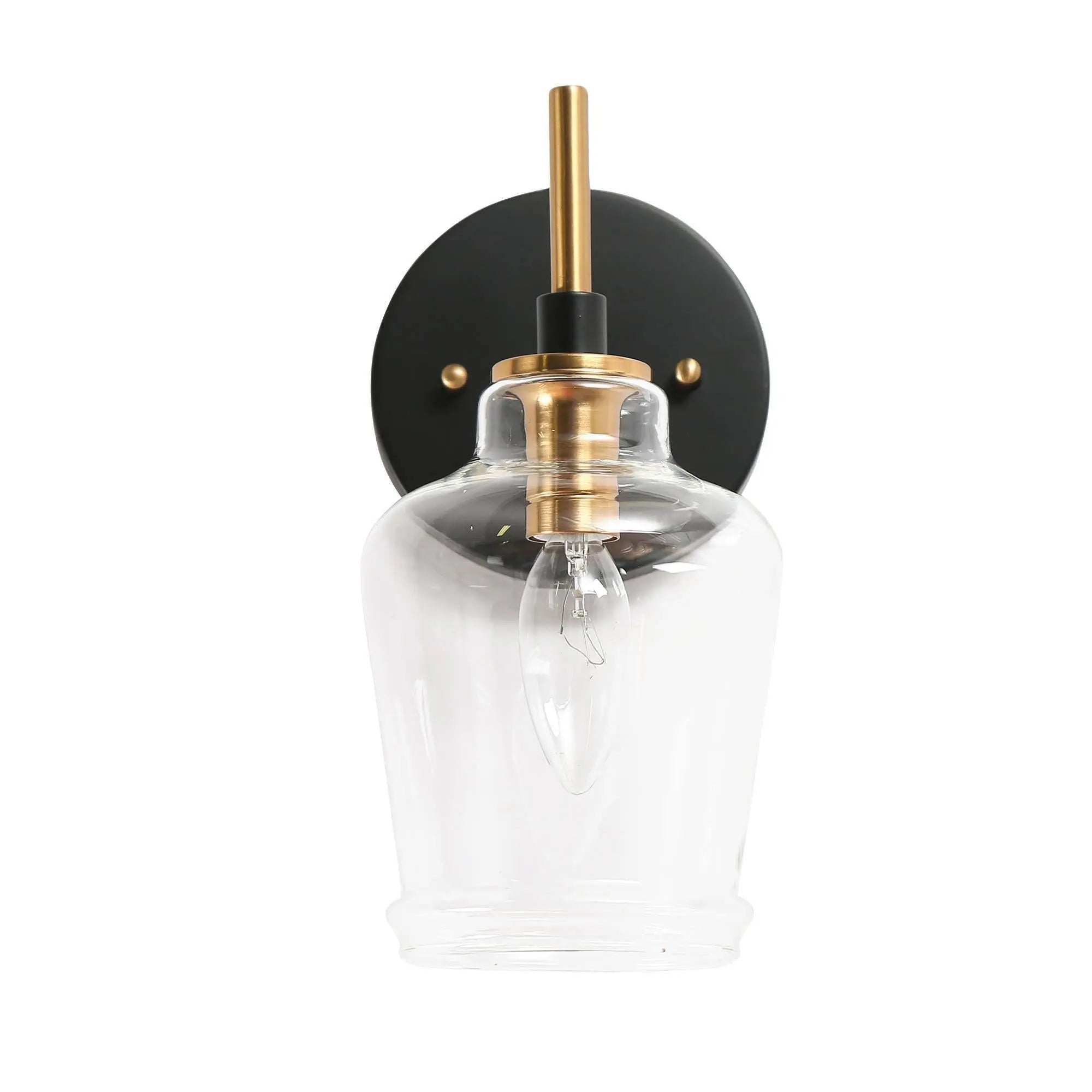 Grandiflorus 1-Light Modern Black & Gold ClearGlass Wall Sconces