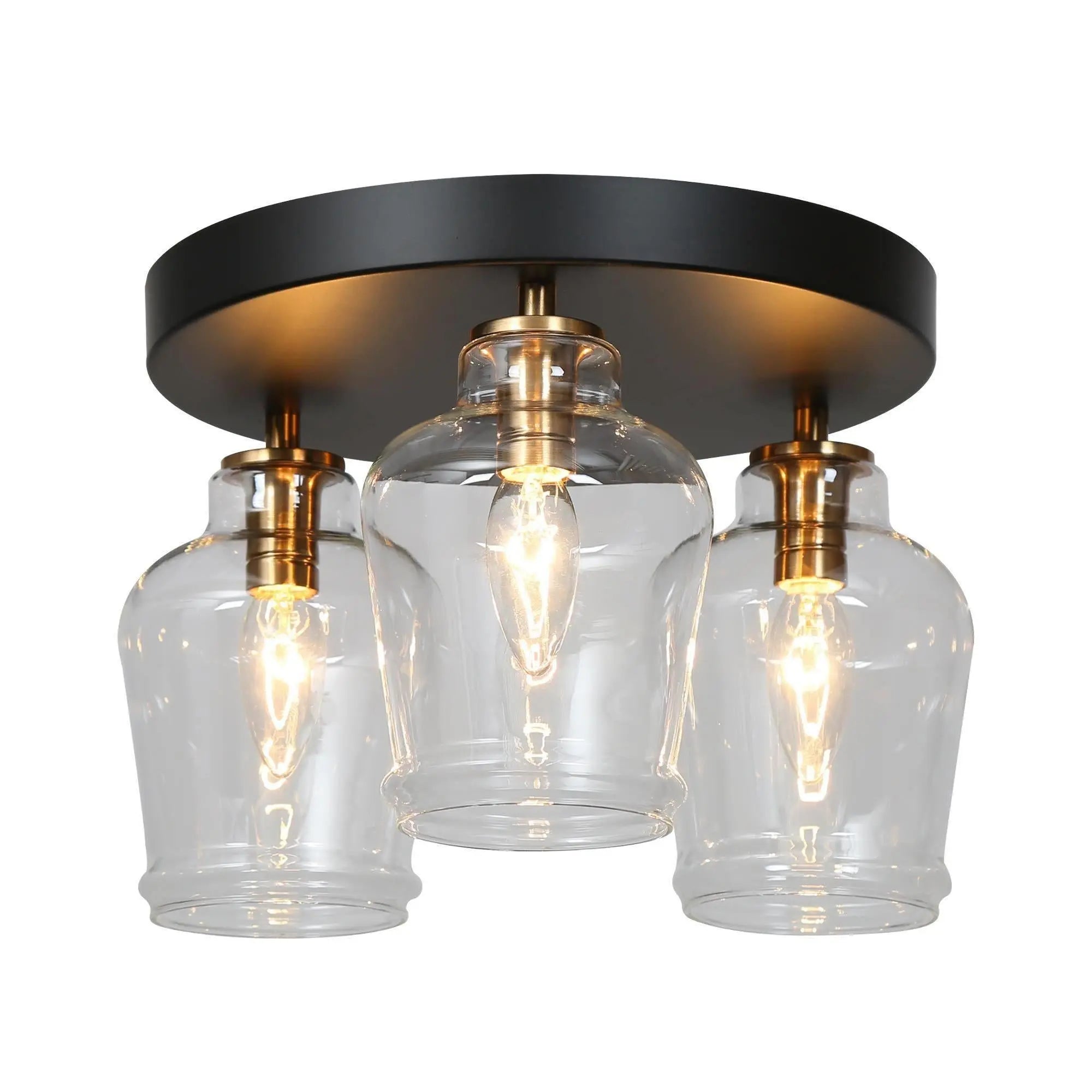 Grandiflorus 3-Light Mini Black Semi-Flush-Mount Light