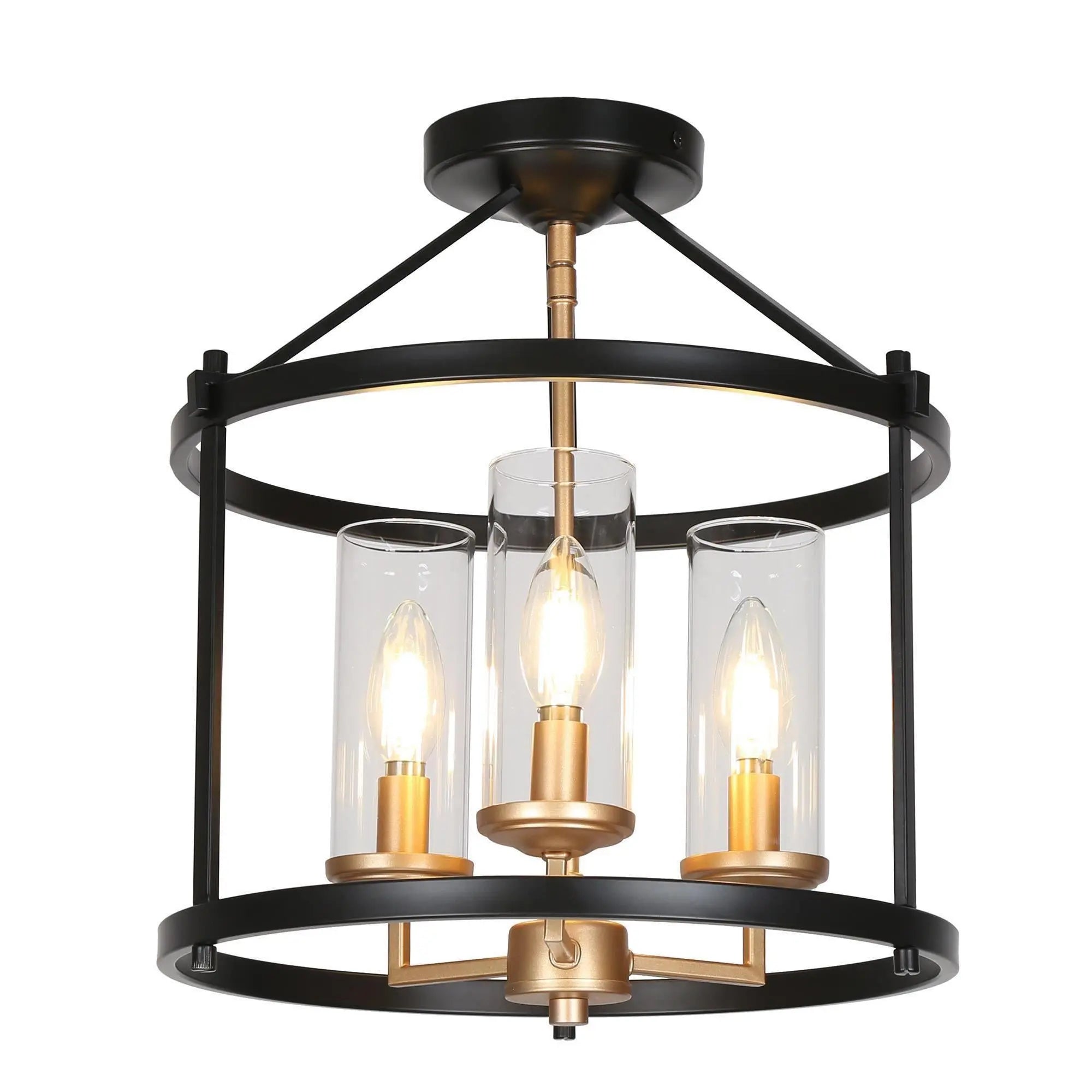 Sophiakos 3-Light Small Black Semi-Flush-Mount Light