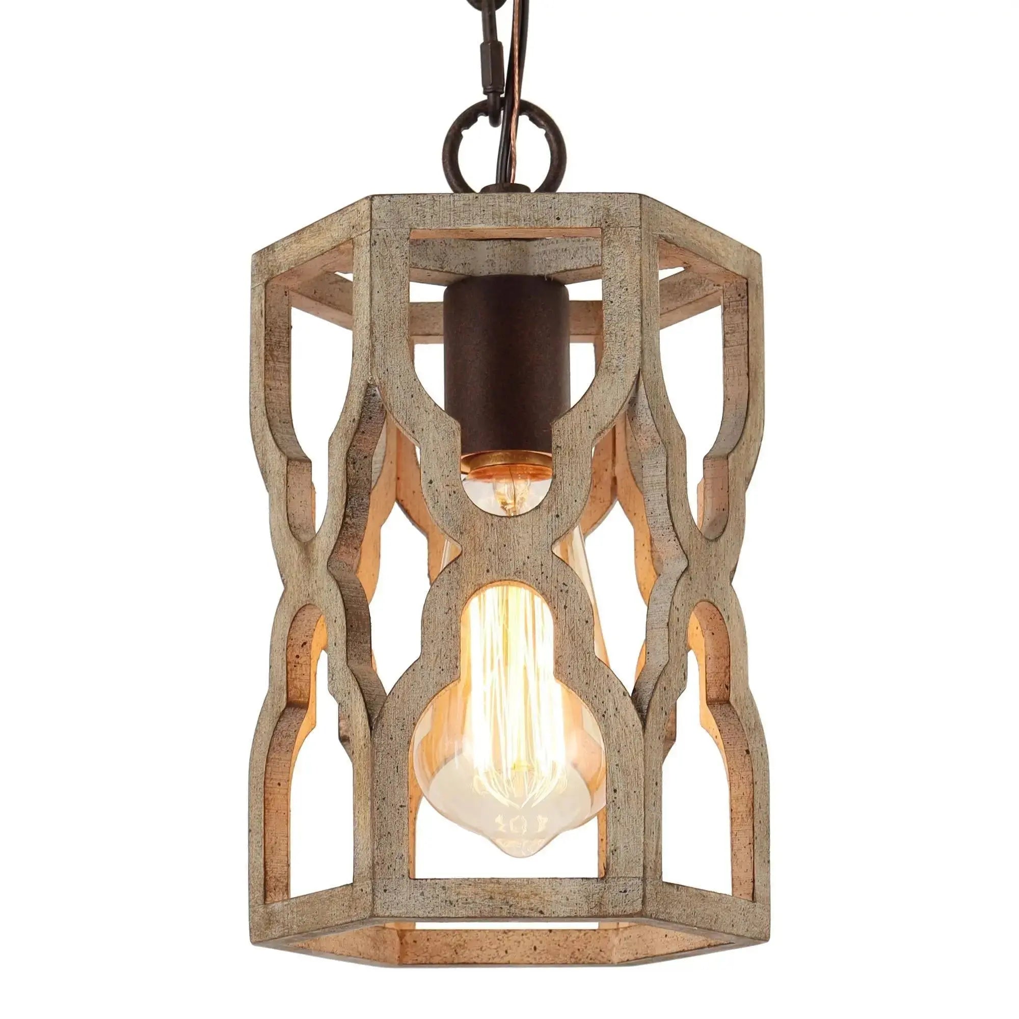 Hippometiph 1-Light Mini Wood Farmhouse Pendant Light Fixtures