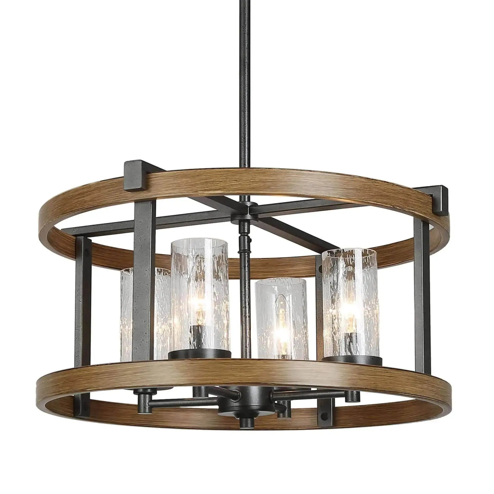 Lratrispimh 4-Light Small Wood Chandelier
