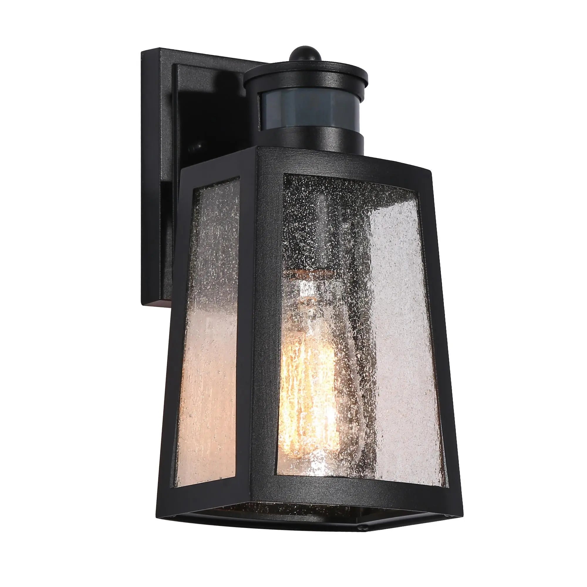 Ulluco 10''H 1-Light Black Dusk to Dawn Motion Sensor Outdoor Wall Lantern