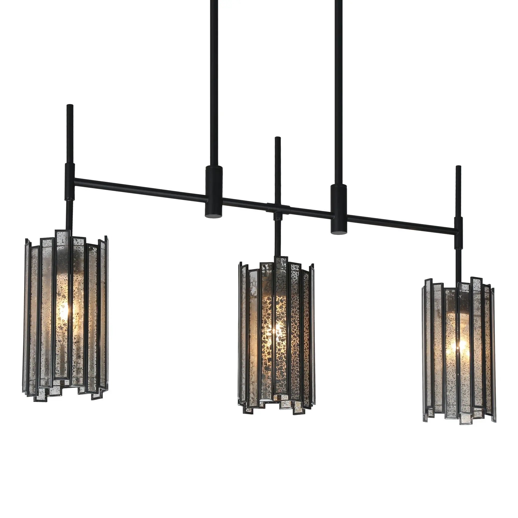 Hemaaolay 3-Light 30-in Black Modern Linear Kitchen Island Light
