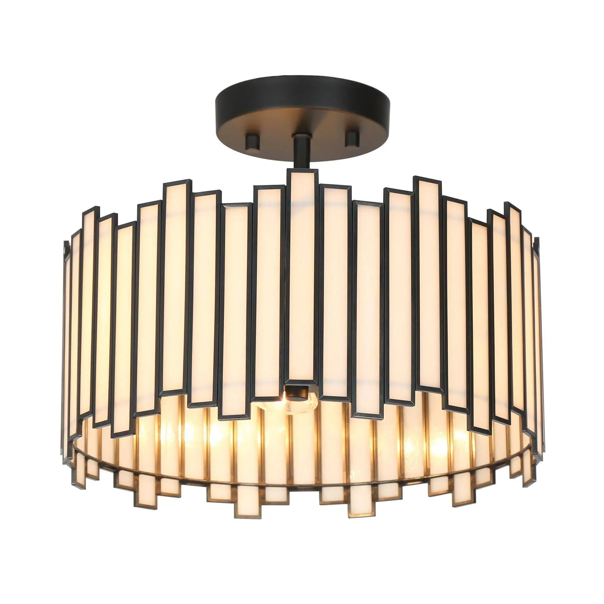 Hemaaolay 3-Light Mini Black Semi-Flush-Mount Light