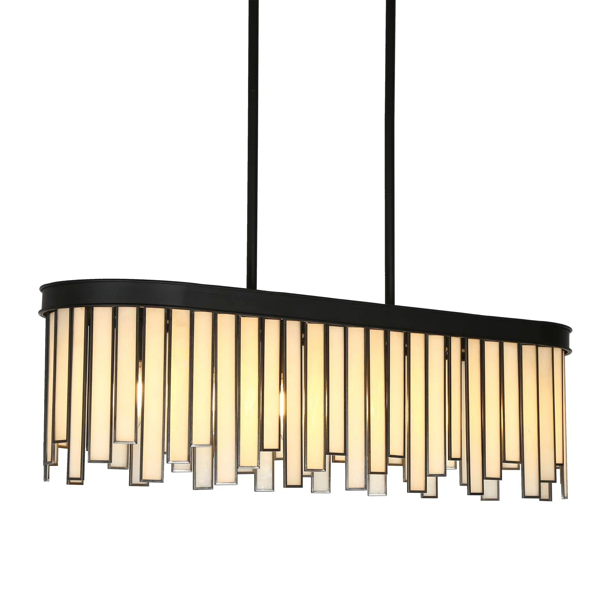 Hemaaolay 6-Light 28-in Black Modern Rectangle Kitchen Island Light