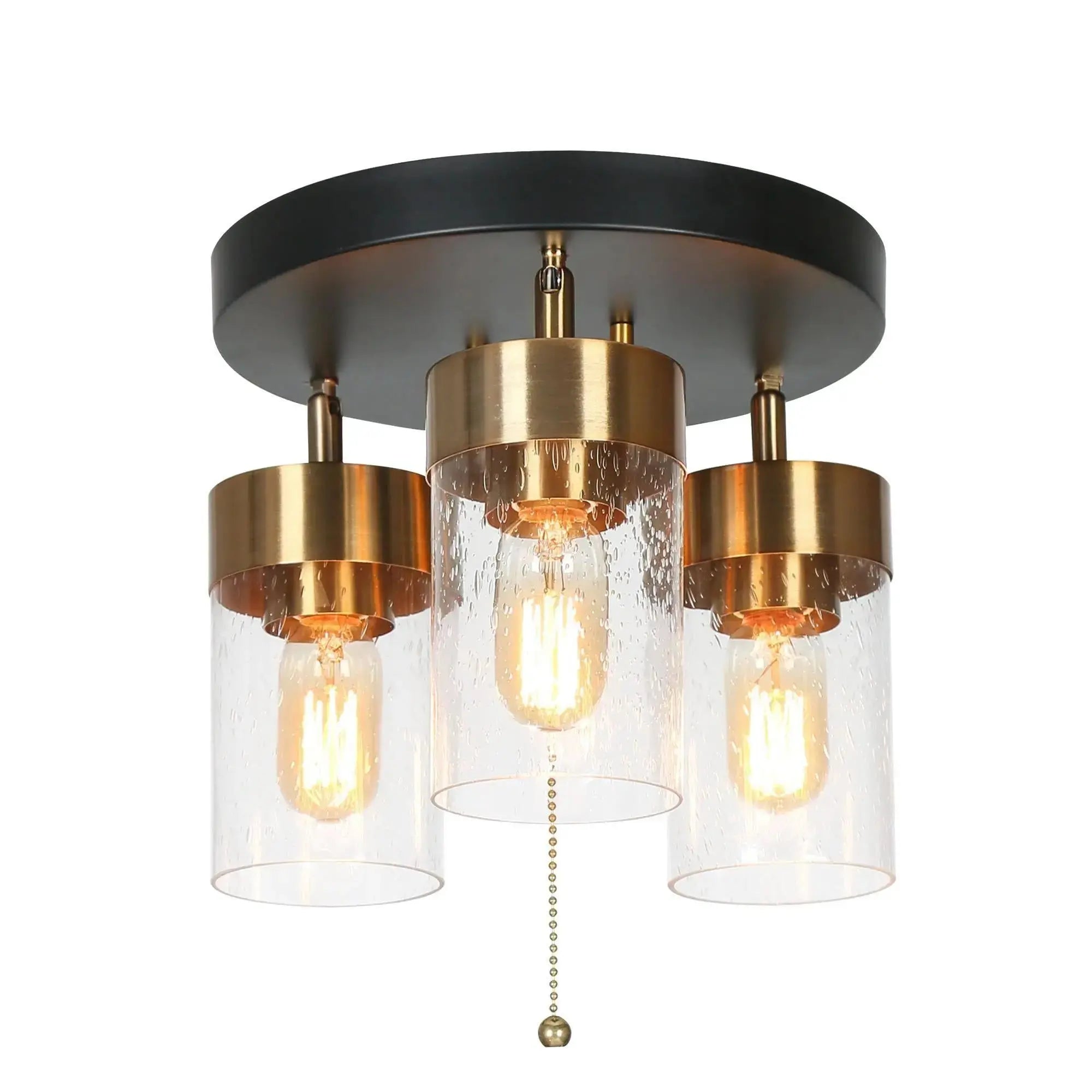 Hormosira 3-Light Mini Black Semi-Flush-Mount Light
