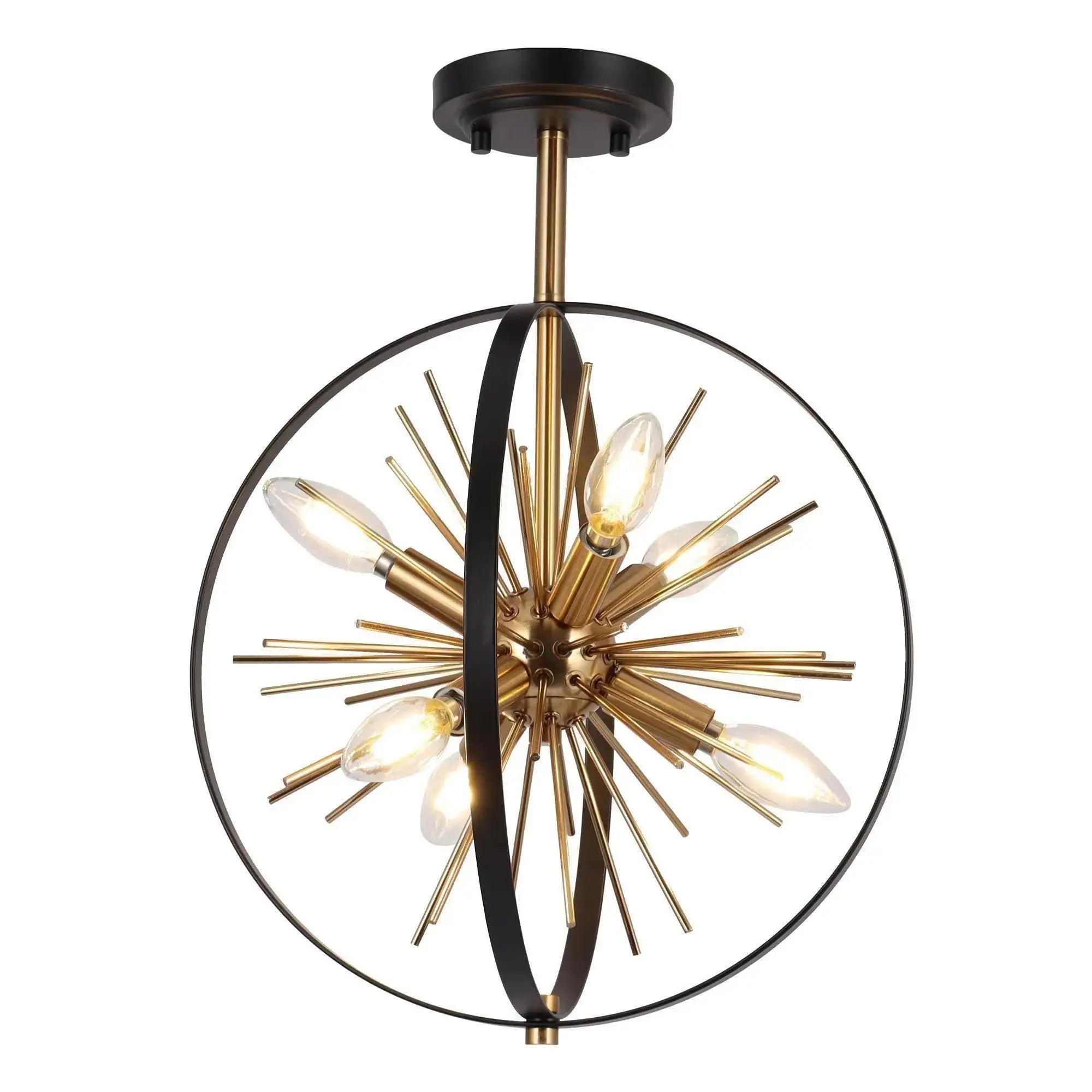 Iianmin 6-Light Small Black Semi-Flush-Mount Light