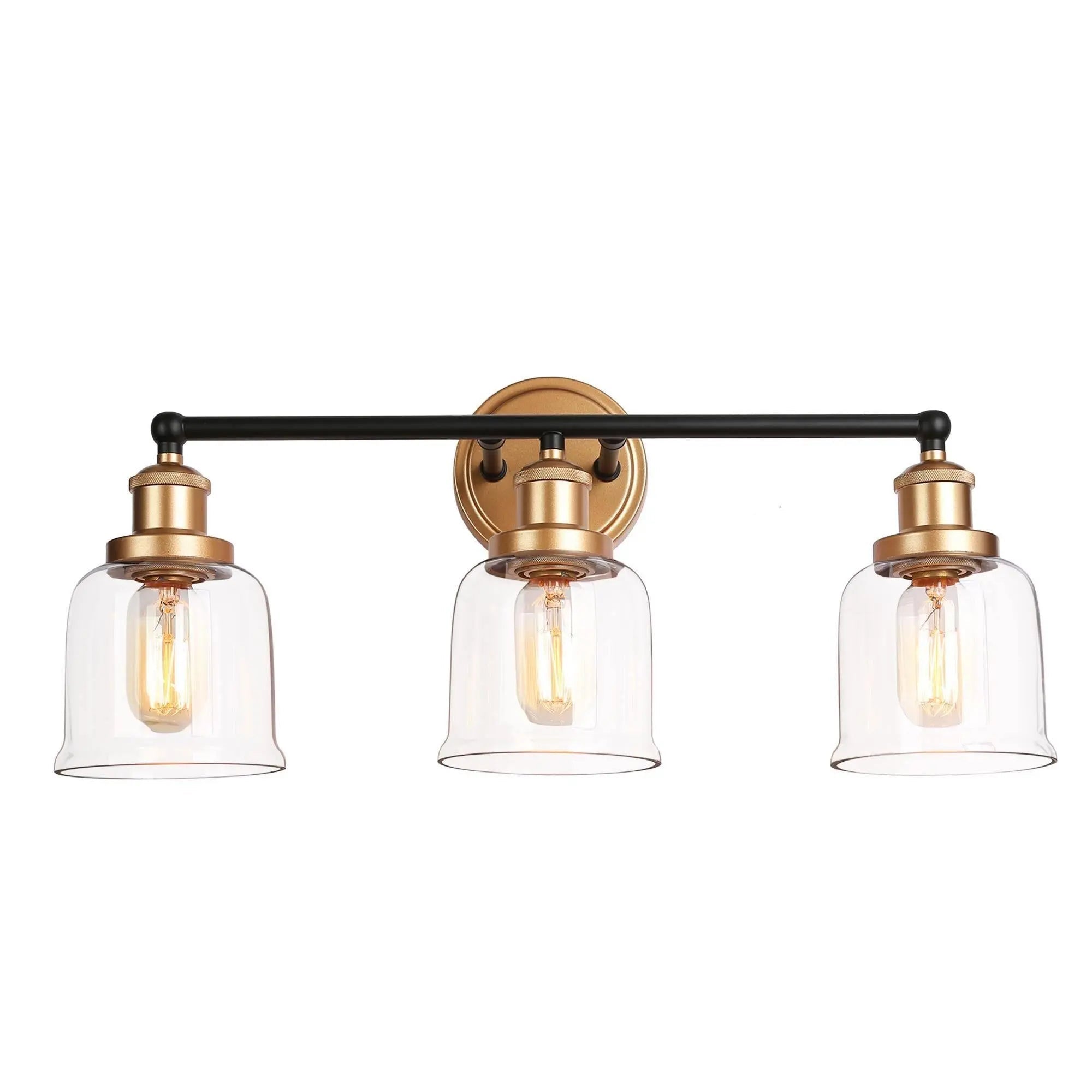 Hengrava 3-Light Black and Gold Vanity Light