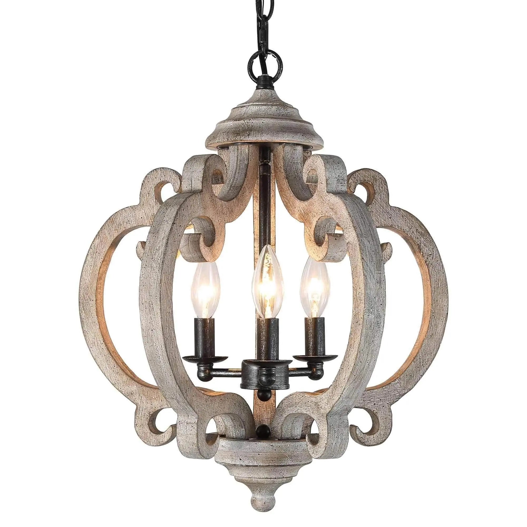 Euexia 3-Light Small Wood  Chandelier