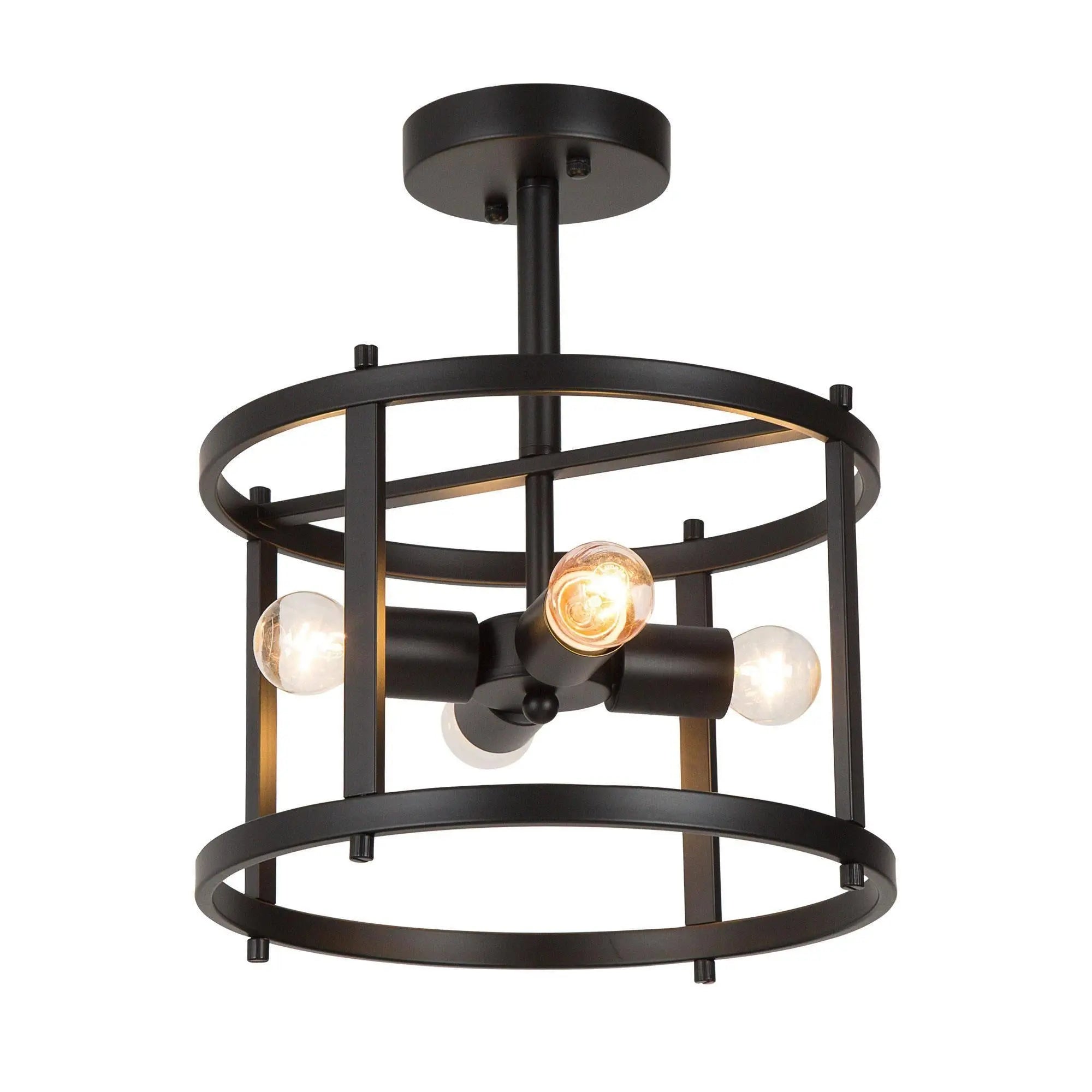 Ghiopnn 4-Light Mini Black Semi-Flush-Mount Light
