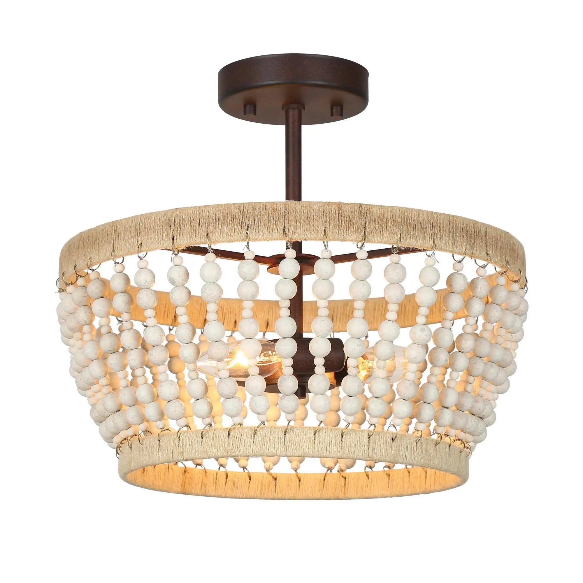 Damsel 3-Light Small White Semi-Flush-Mount Light