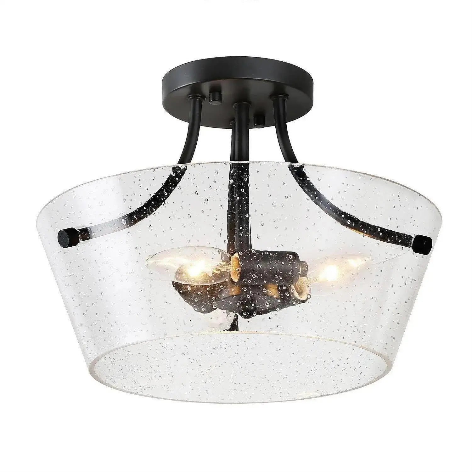 Leopold 3-Light Small Black Semi-Flush-Mount Light