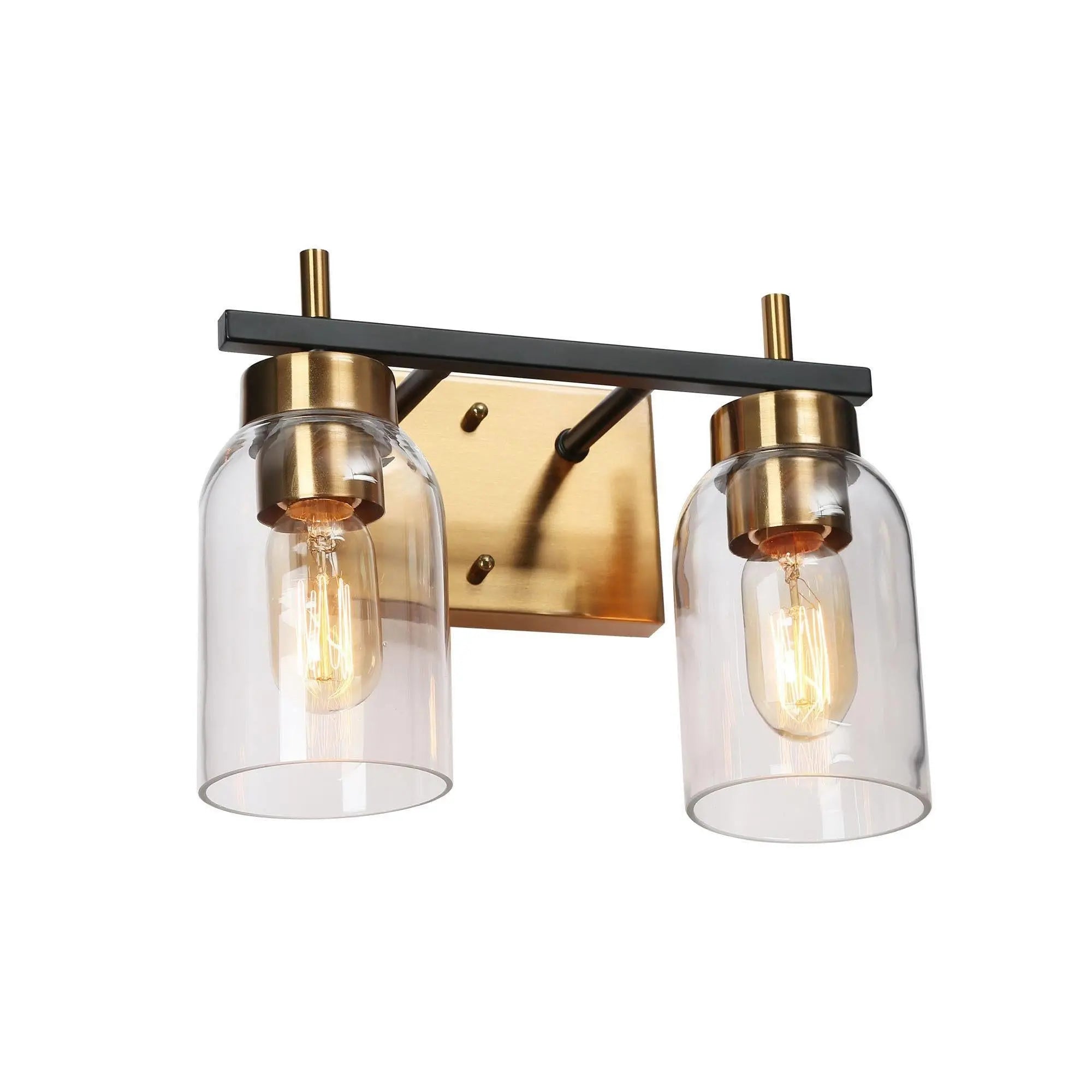 Broccoli 2-Light Black and Brass Vanity Light