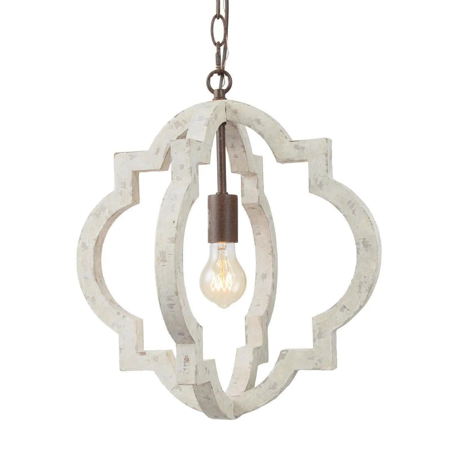 Adrammelech 1-Light 16" White Farmhouse Quatrefoil Pendant Light Fixtures