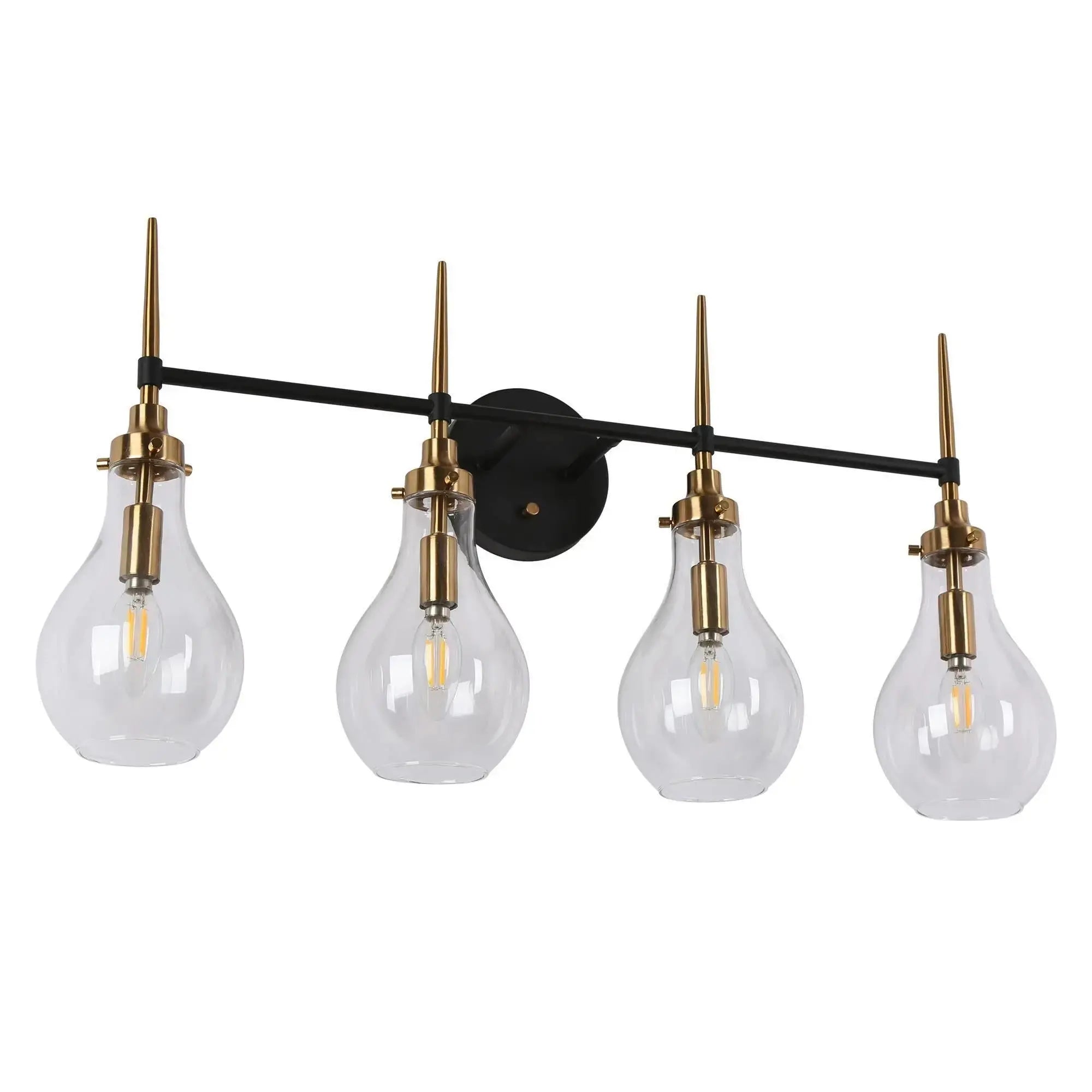 Luxitemin 4-Light Black and Brass Vanity Light
