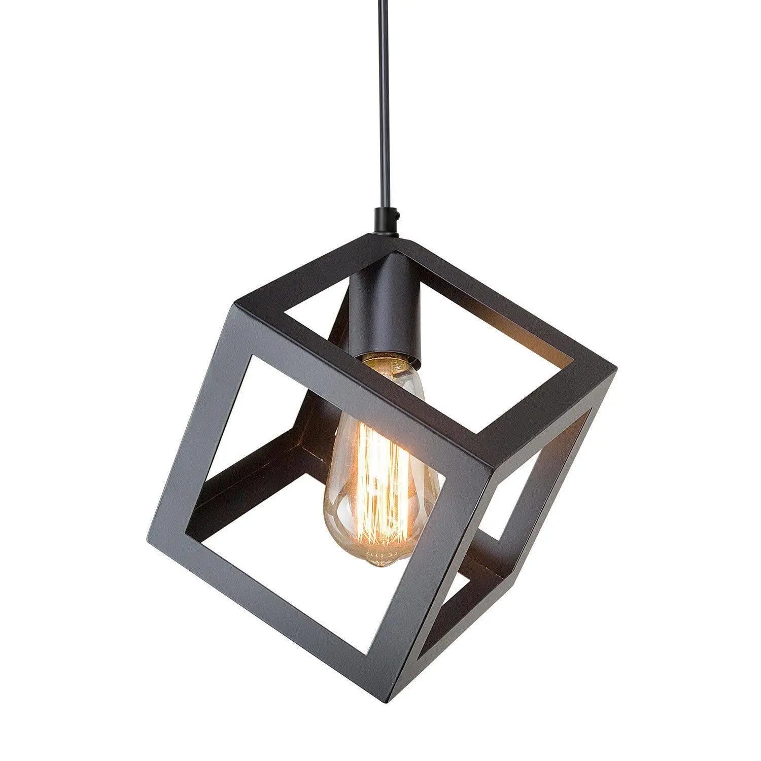 Malcolm 1-Light 6" Black Modern Geometric Pendant Light Fixtures