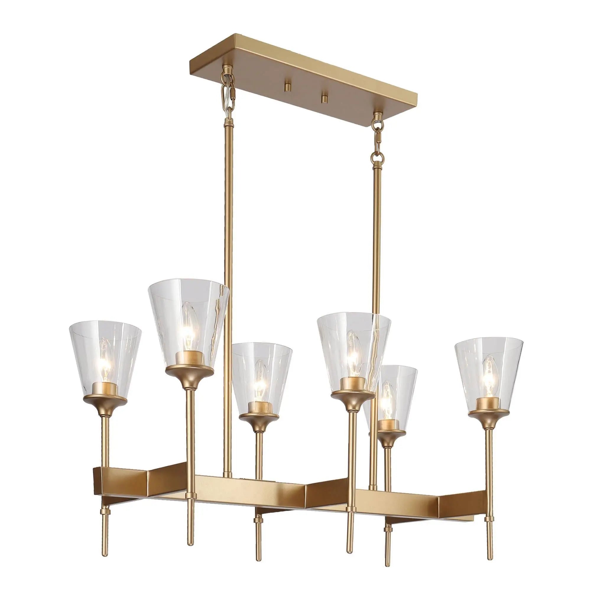 Falkowitz 6-Light 28-in Gold Modern Linear Kitchen Island Light