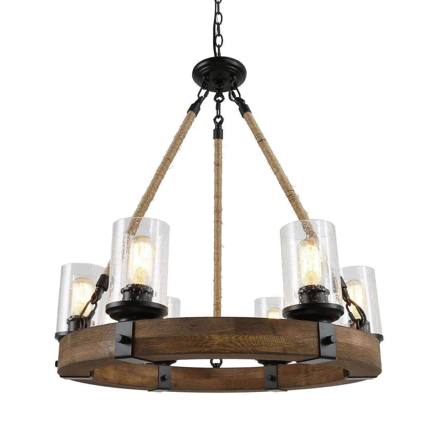 Lontherming 6-Light Medium Wood Chandelier