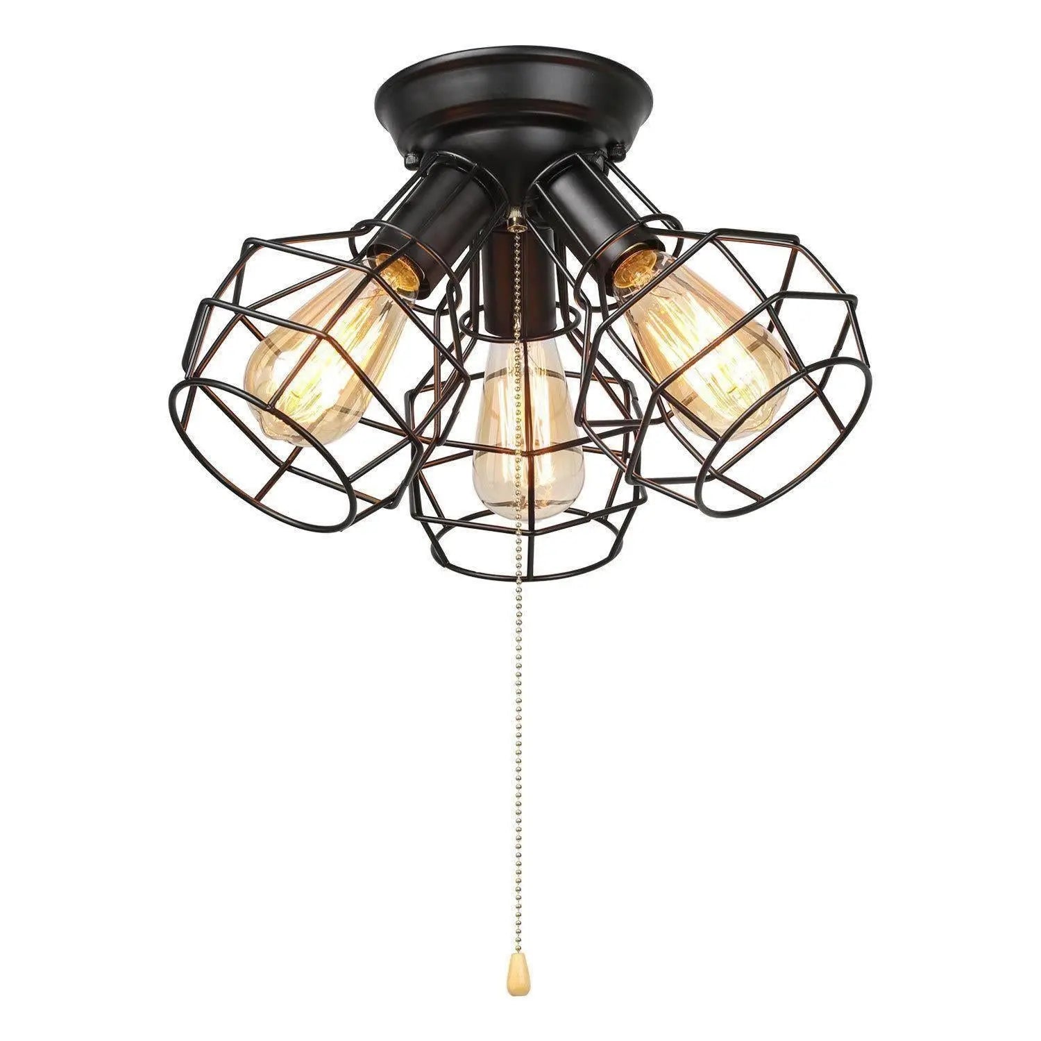Lumortasy 3-Light Small Black Flush-Mount Light