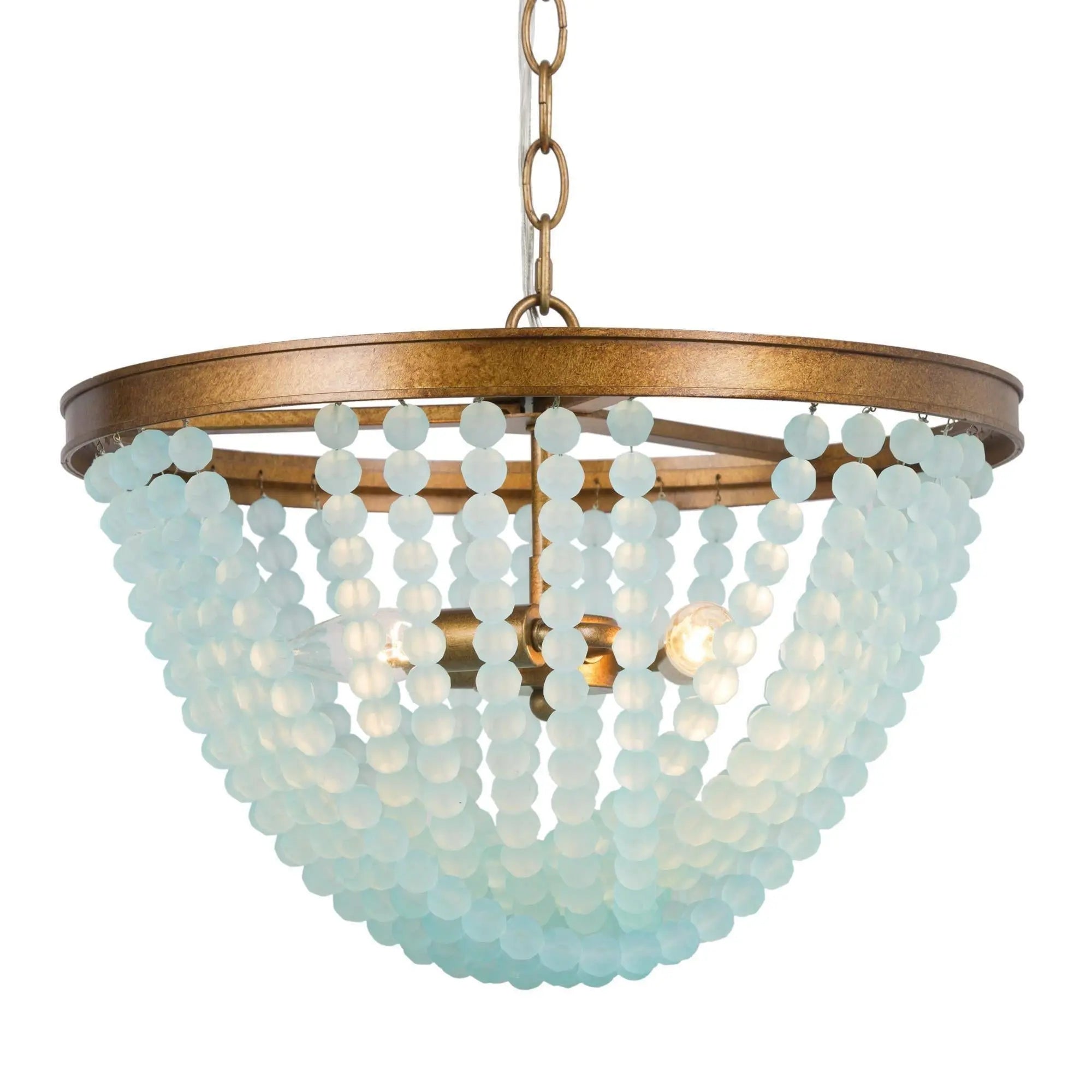 Nymphaea 3-Light Small Gold Crystal Chandelier
