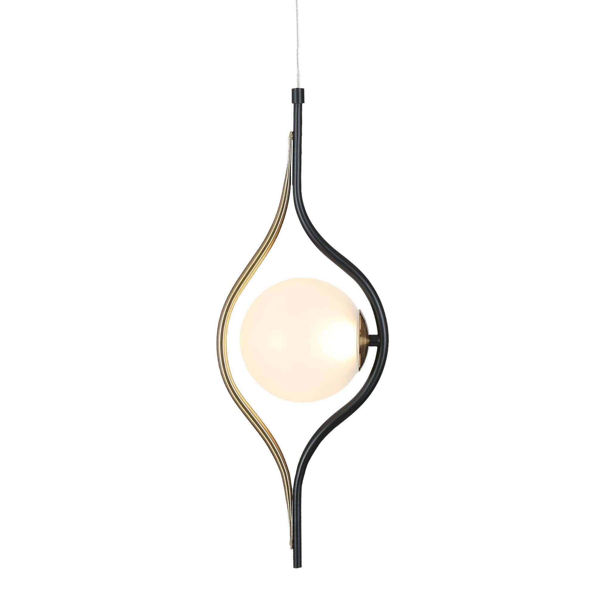 Modern Black Gold LED Frosted Globe Glass Pendant Light