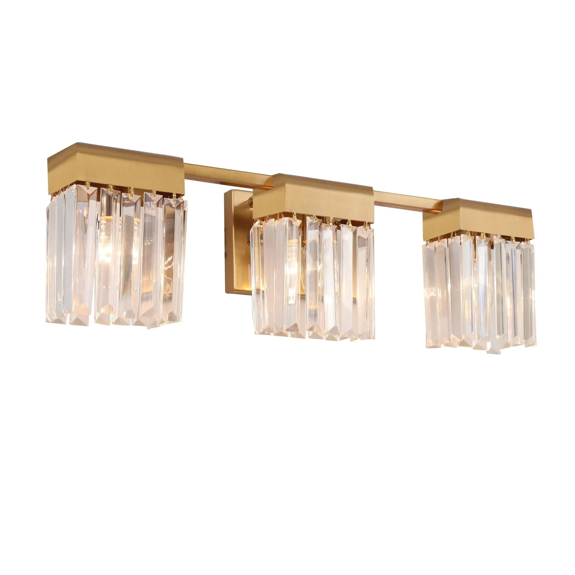 Labradorite 3-Light Brass Crystal Vanity Light