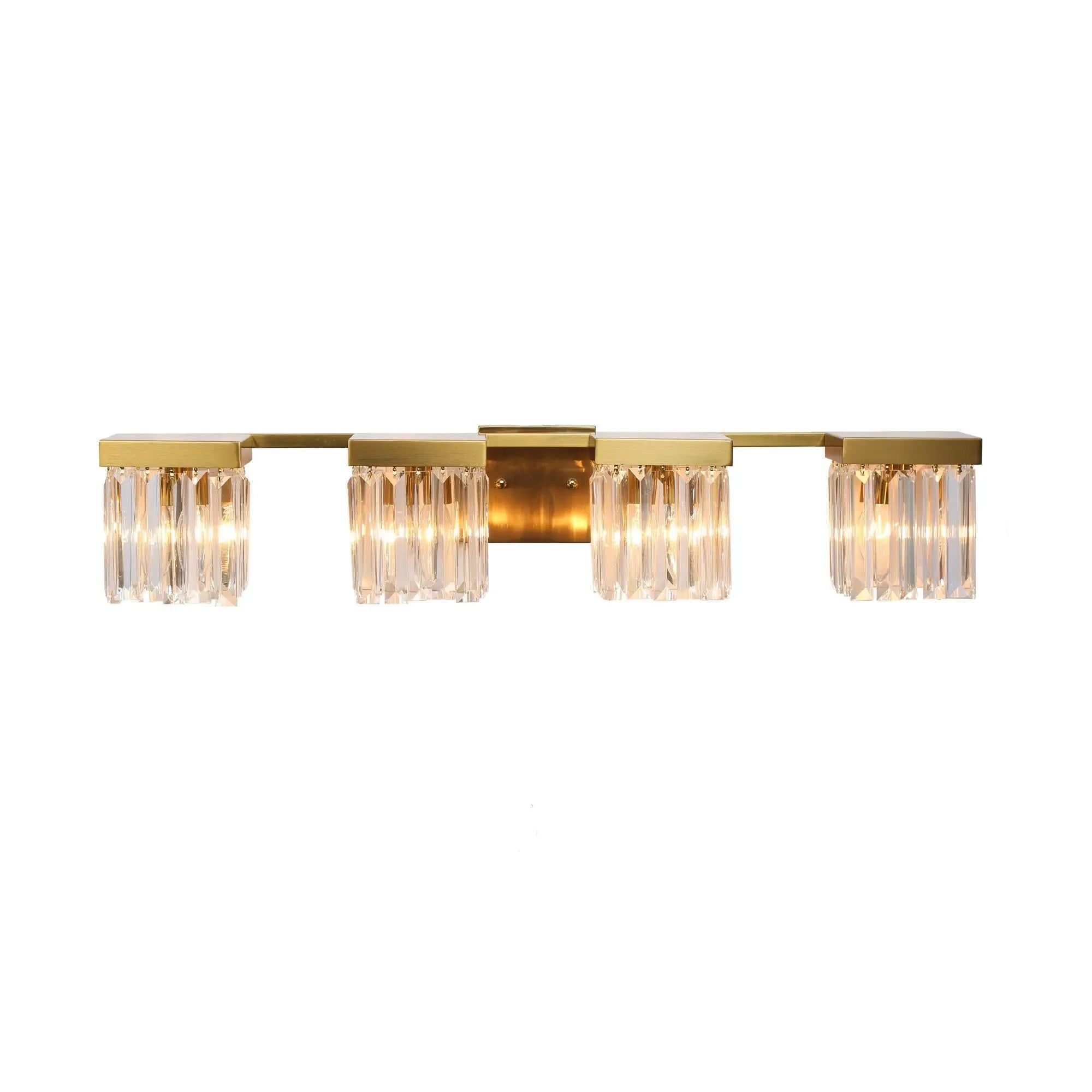 Labradorite 4-Light Brass Crystal Vanity Light
