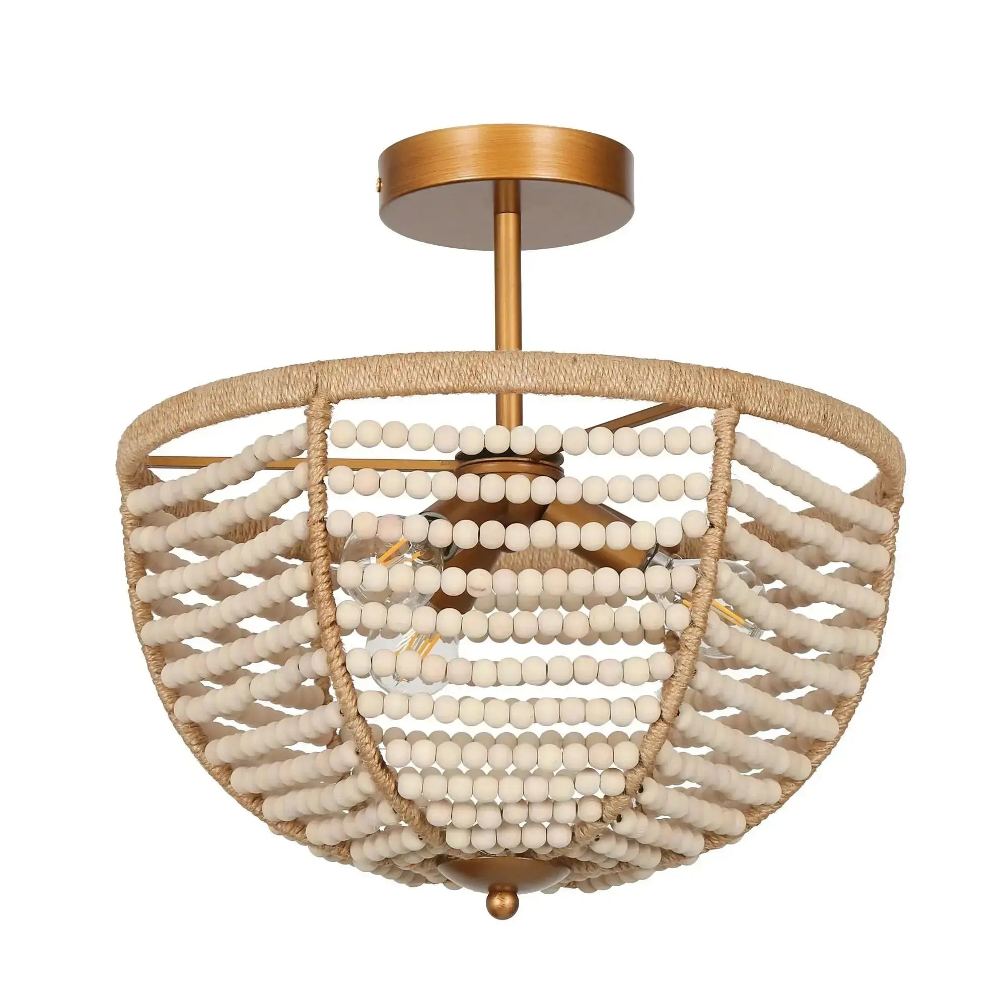 Chodober 3-Light Small Gold Semi-Flush-Mount Light