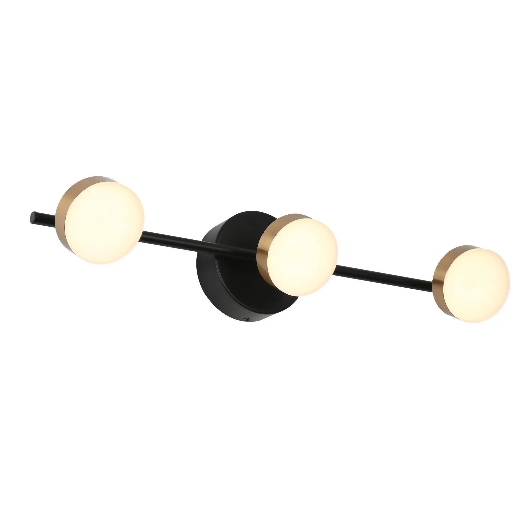 Nelly 3-Light Black and Brass LED Vanity Light