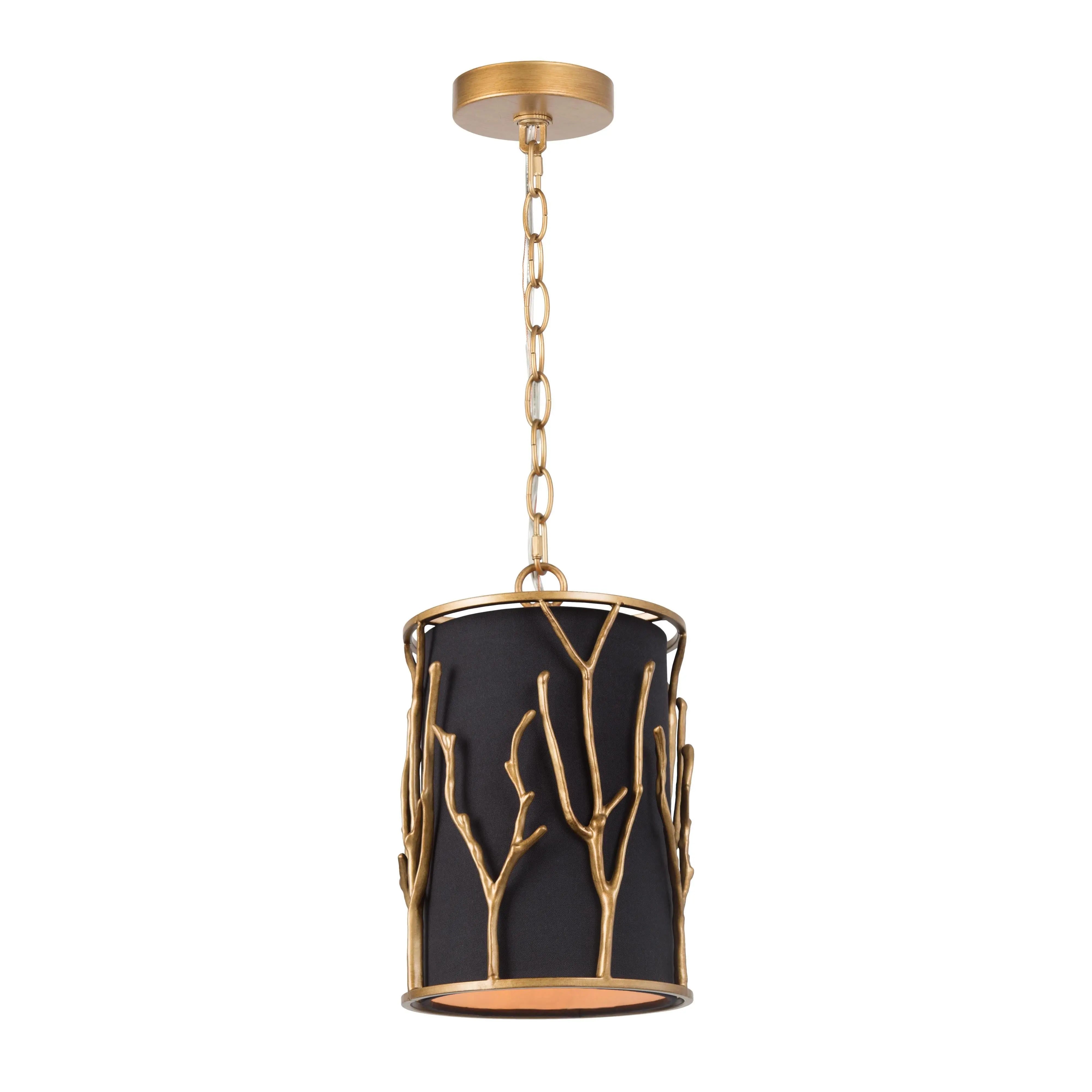 Honjozoing 1-Light 7.5" Black&Gold Modern Cylinder Pendant Light Fixtures