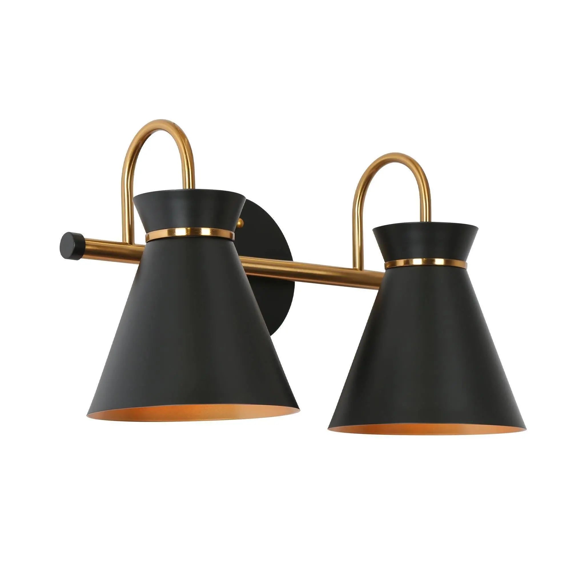 Noah 2-Light Black and Brass Vanity Light