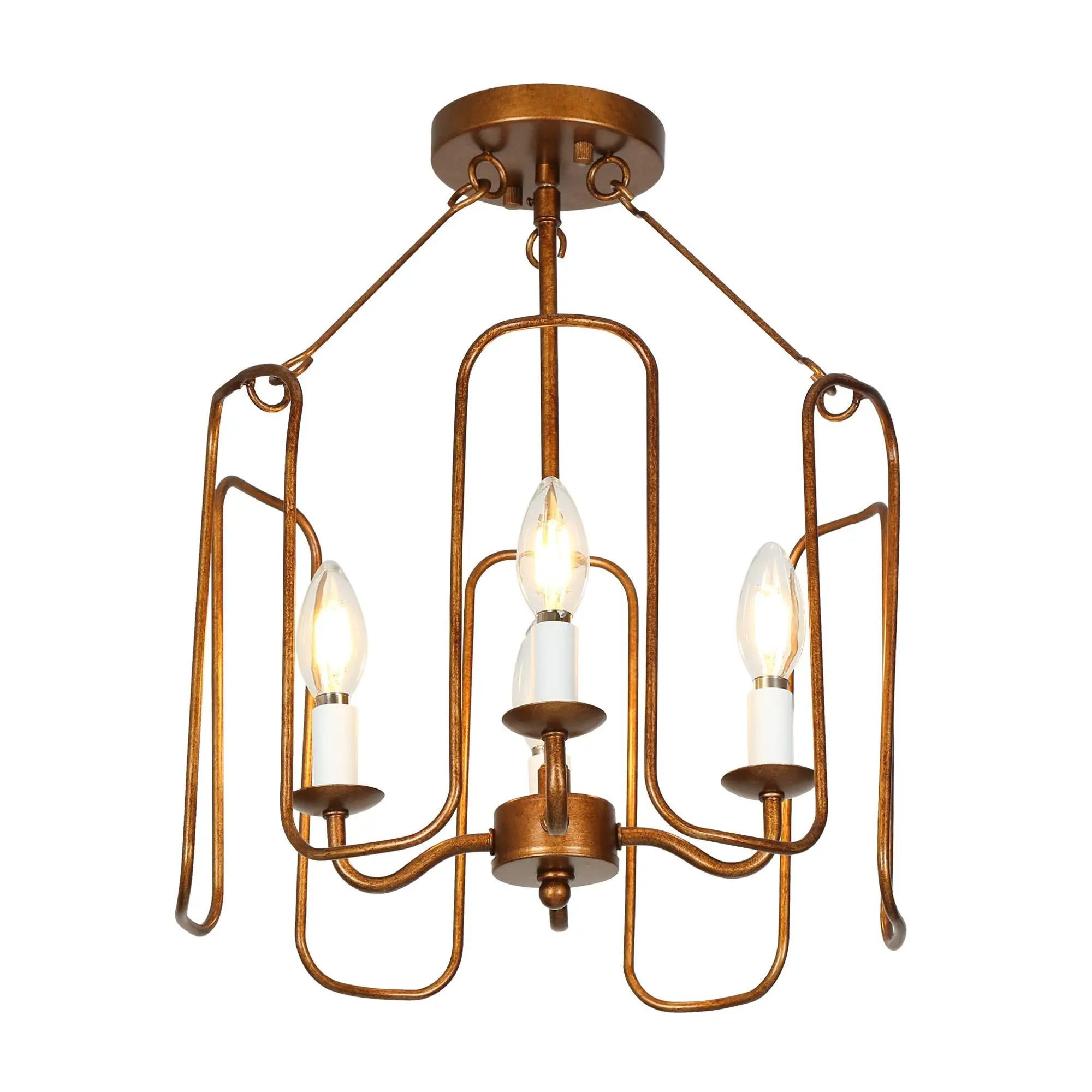 Penmitria 4-Light Small Gold Semi-Flush-Mount Light