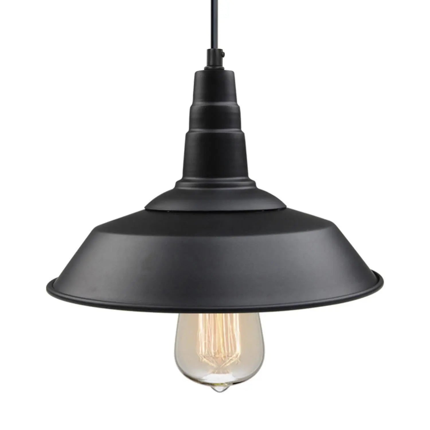 Rongerin 1-Light 10" Black Industrial Dome Pendant Light Fixtures