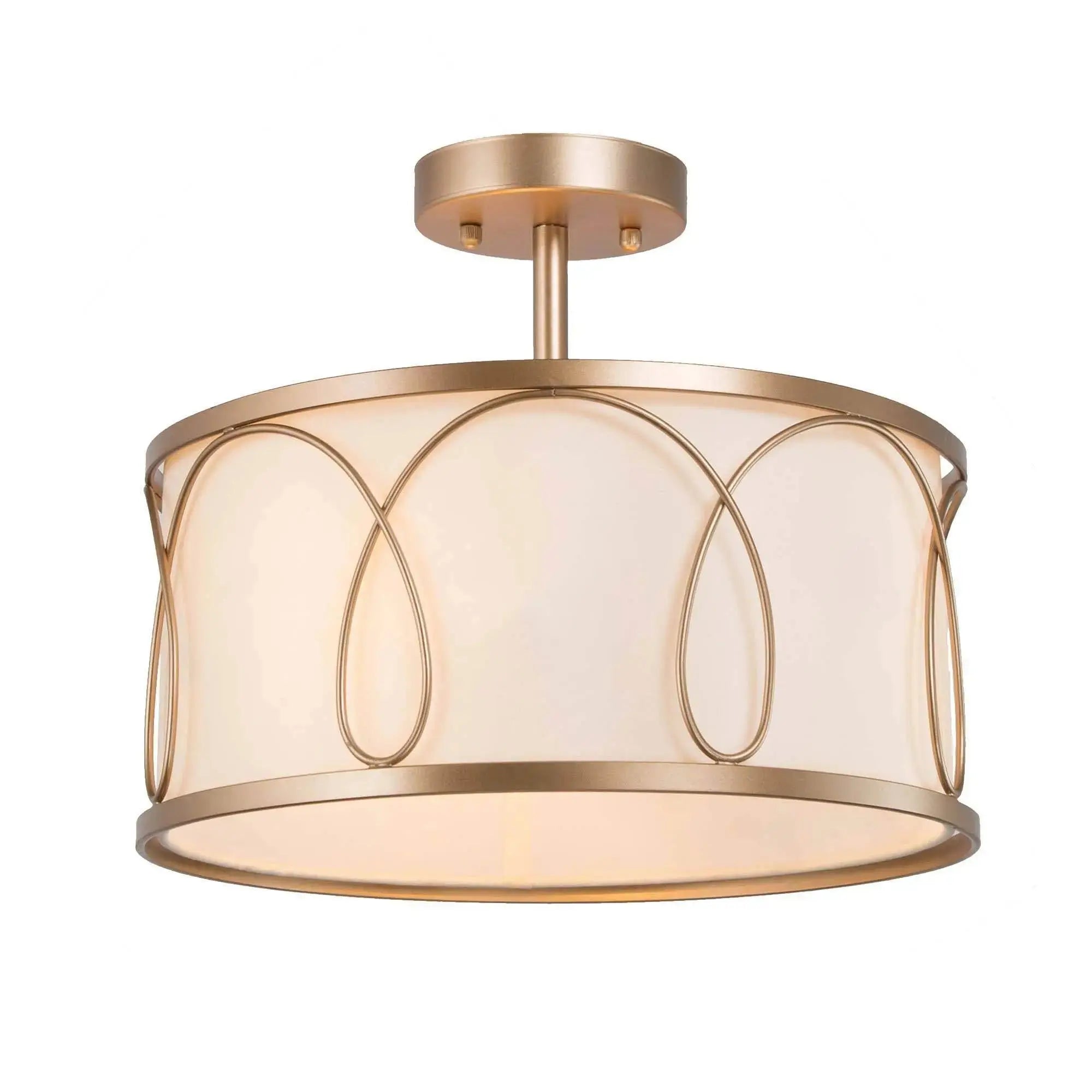Resplendor 3-Light Small Gold Semi-Flush-Mount Light