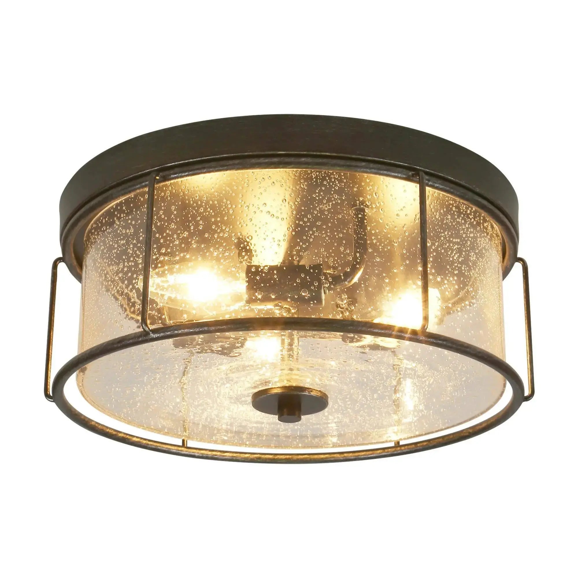 Robenphun 3-Light Small Black Flush-Mount Light