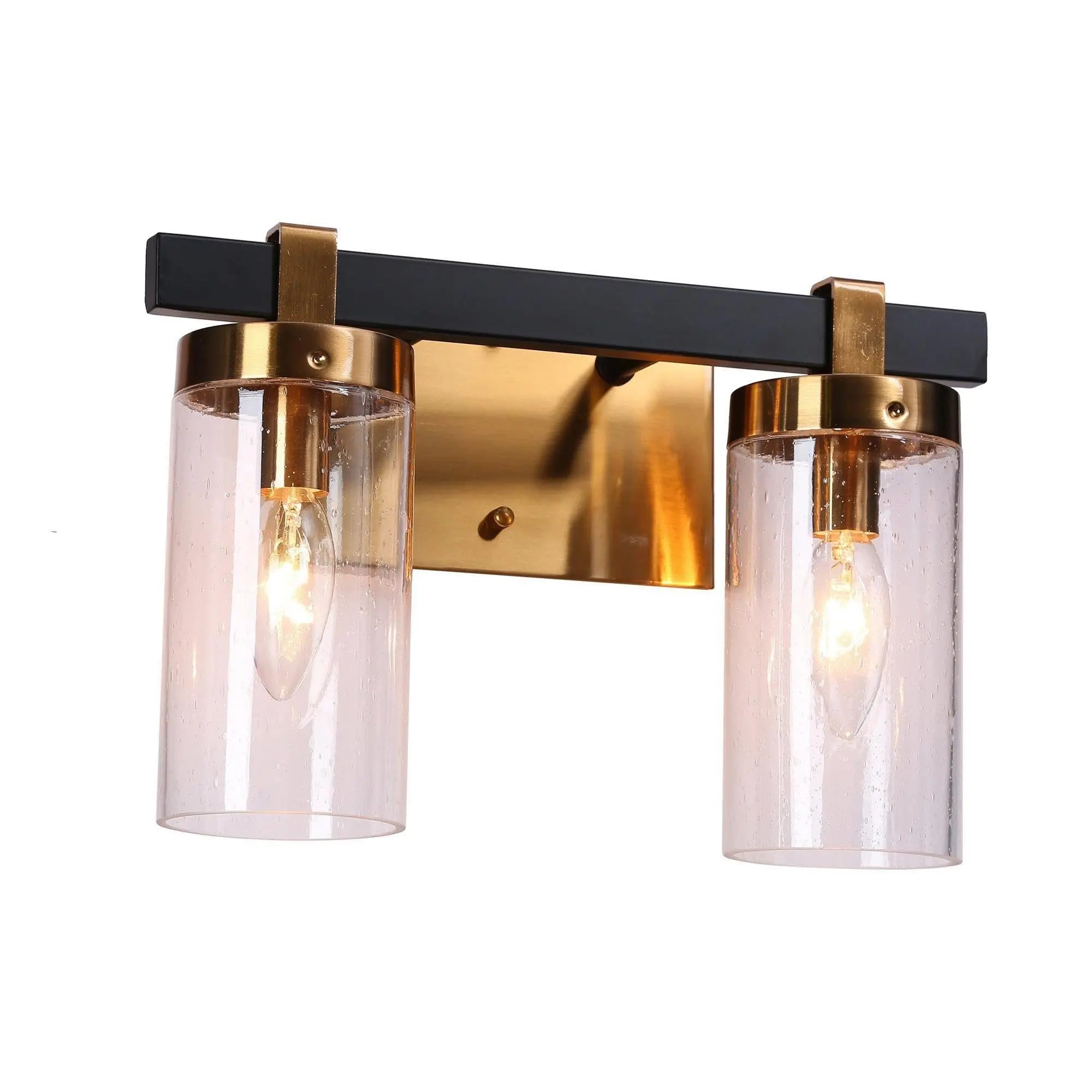 Sean 2-Light Black and Brass Vanity Light