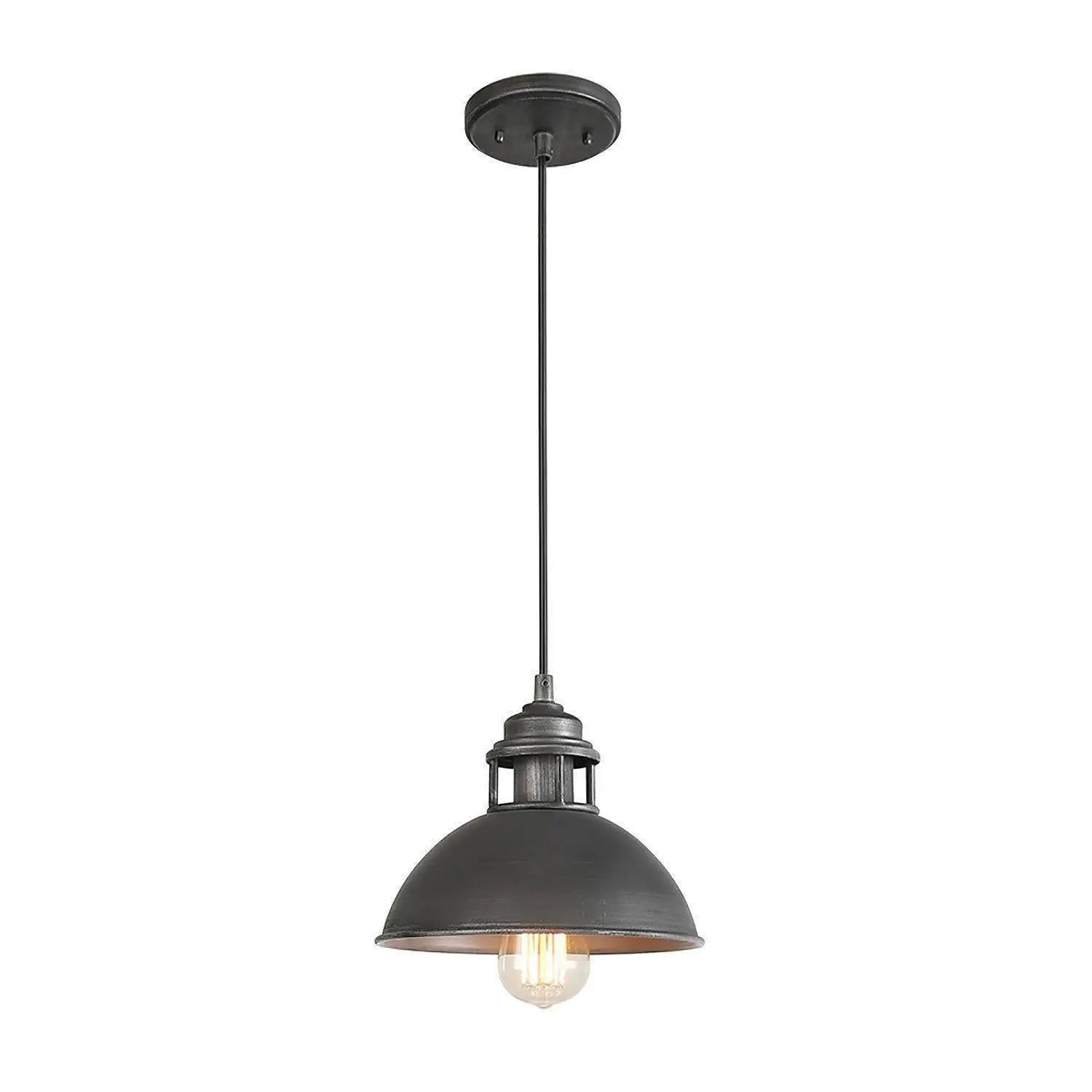 Abspinim 1-Light 9" Gray Industrial Dome Pendant Light Fixtures