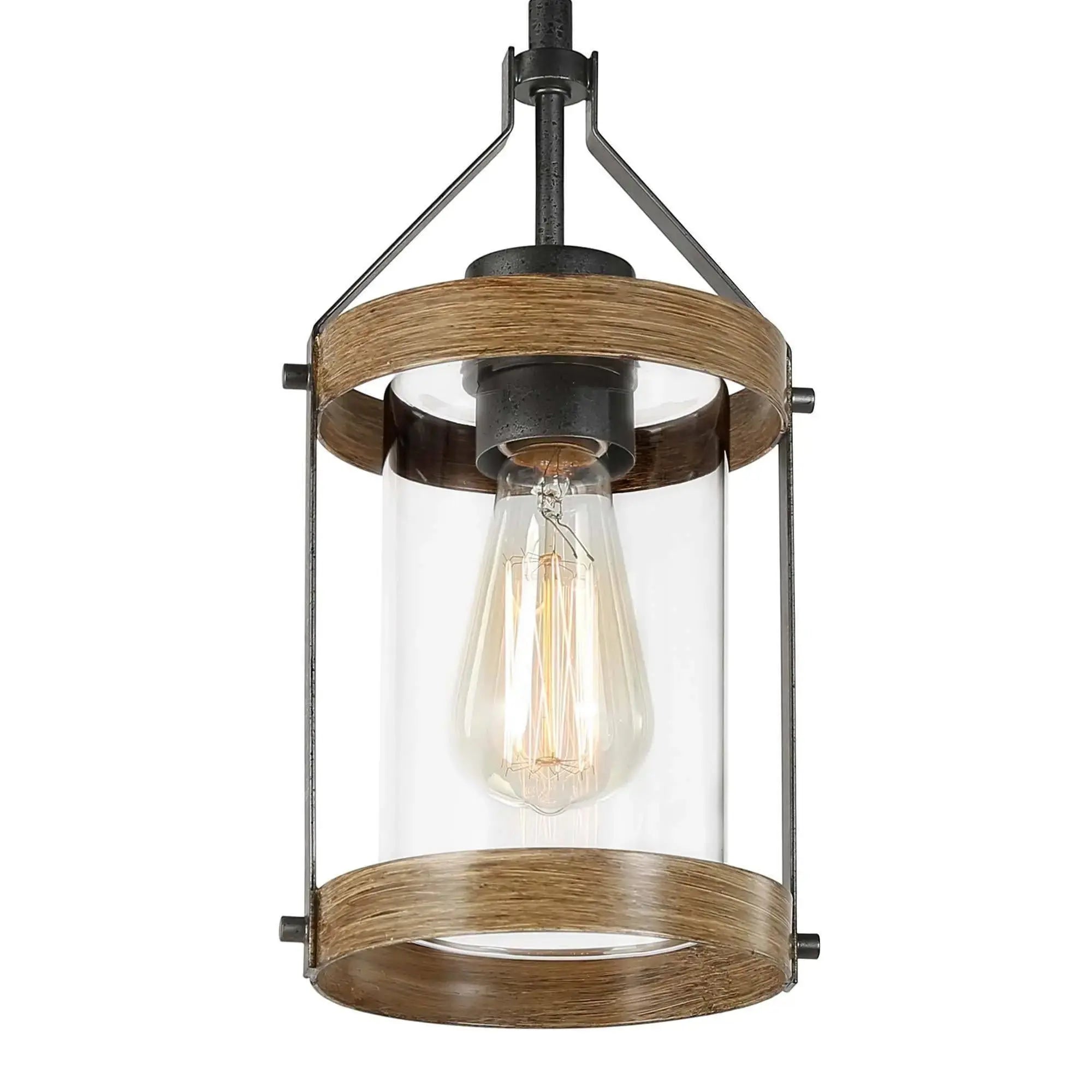 Lyranelle 1-Light Mini Wood Farmhouse Pendant Light Fixtures