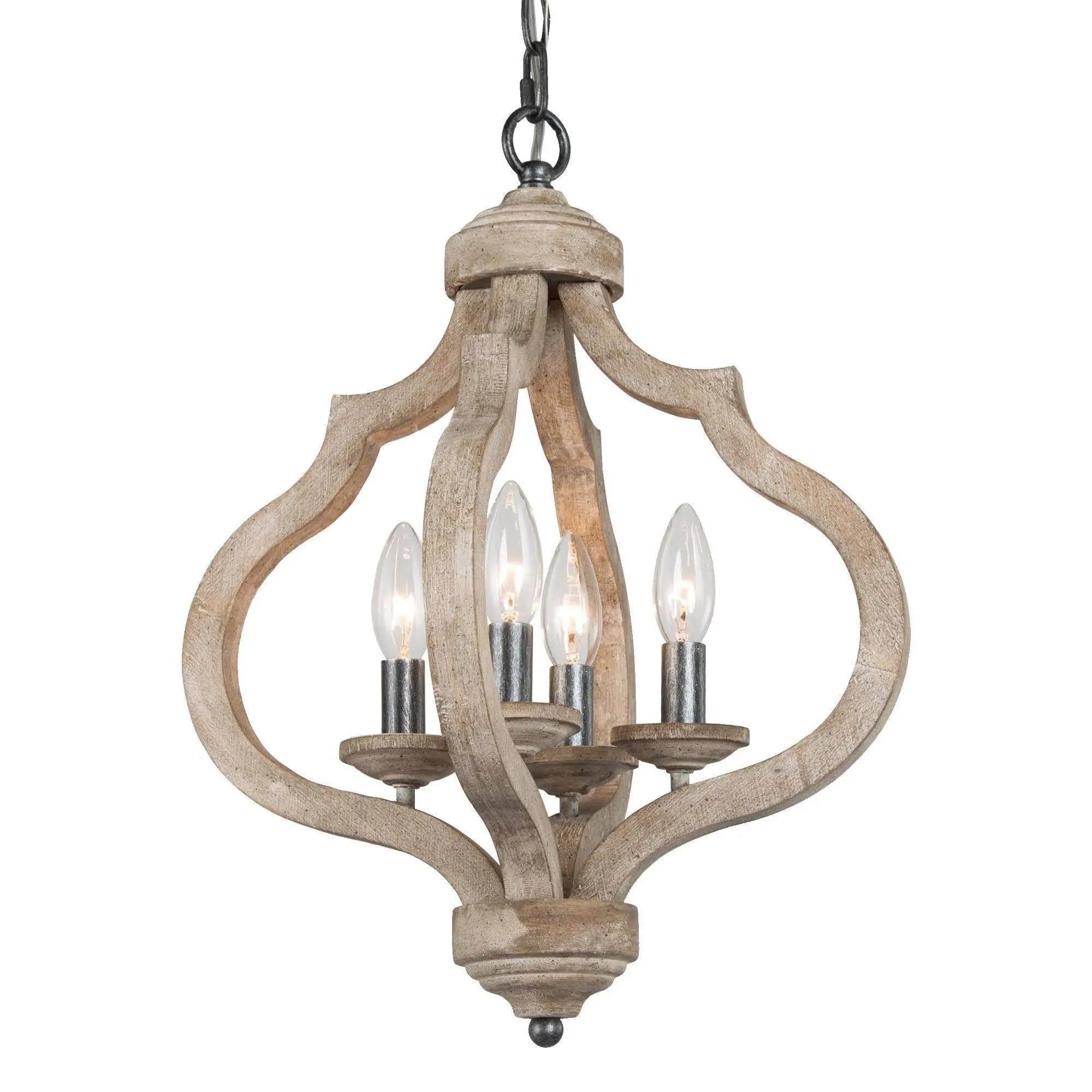 Ordaisory 4-Light Small Wood Chandelier