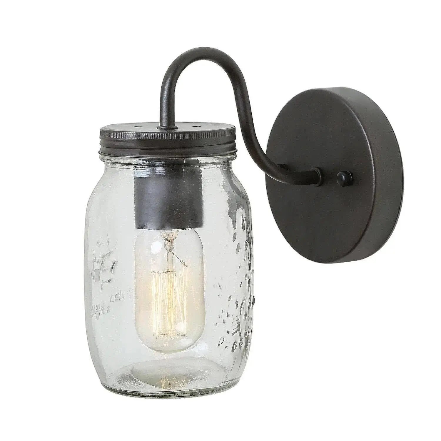 Magdalena 1-Light Industrial Black Jar-Glass Wall Sconces