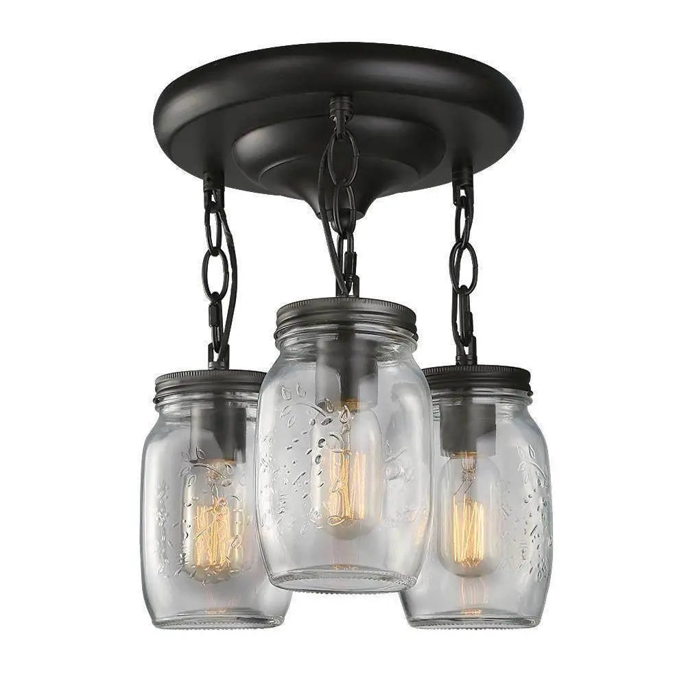 Magdalena 3-Light Mini Black Semi-Flush-Mount Light